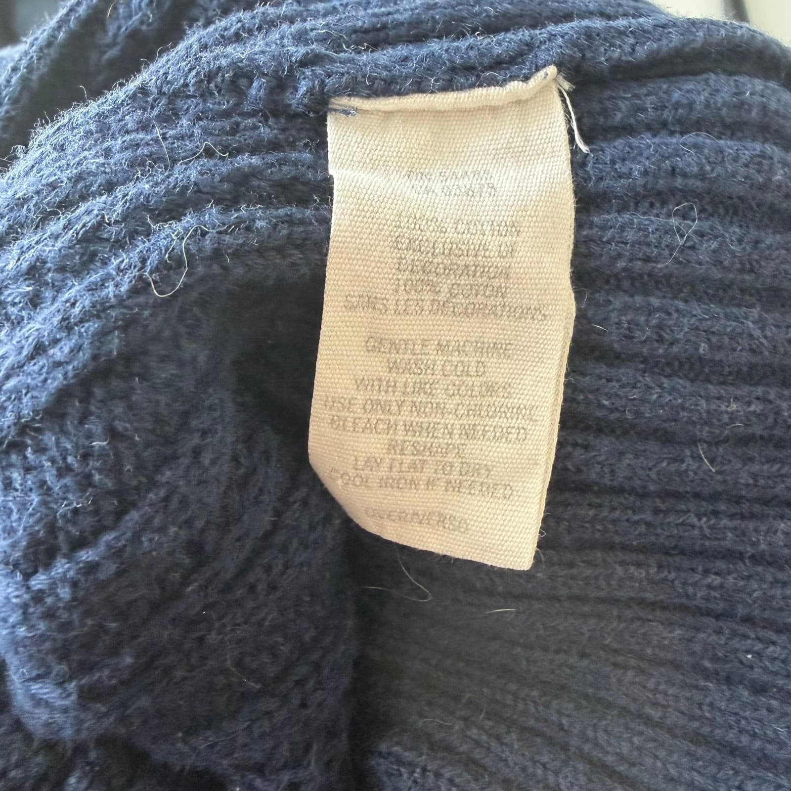 American Eagle Sweater Womens Small Navy Blue Cable Knit VNeck Y2K Preppy Cotton - Thumbnail 6
