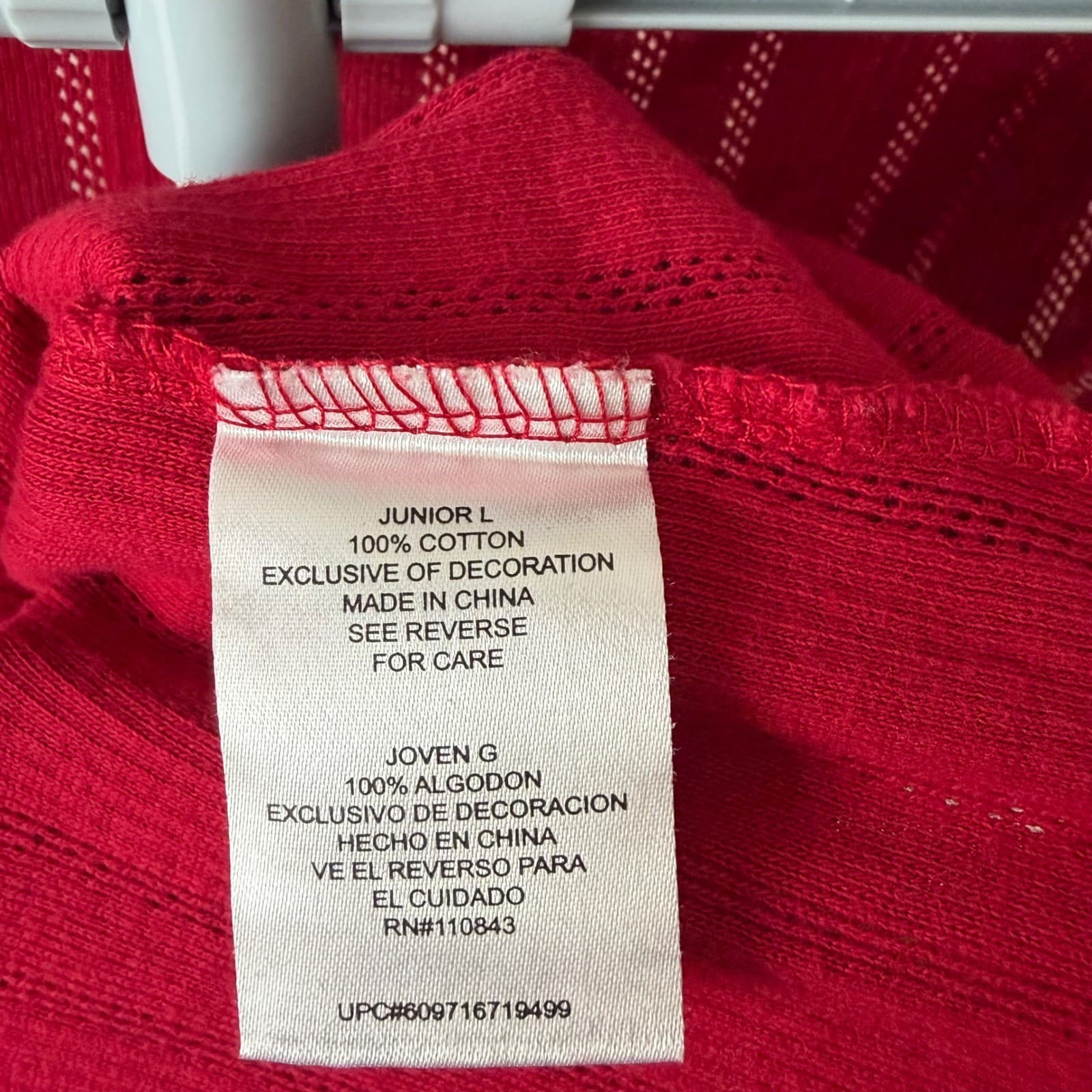 L.E.I. Pointelle Henley Top Women Junior L Red Lace Trim Contrast Stitch Y2K - Thumbnail 6