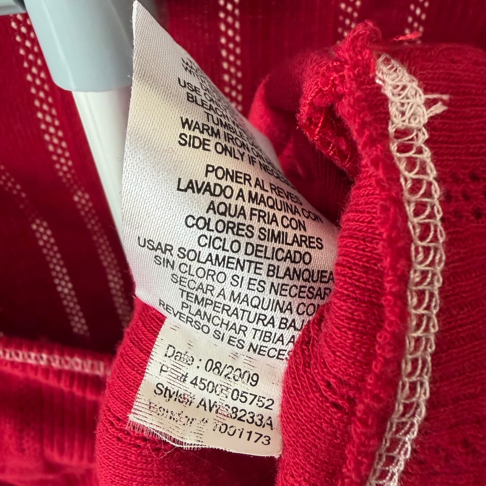 L.E.I. Pointelle Henley Top Women Junior L Red Lace Trim Contrast Stitch Y2K - Thumbnail 7