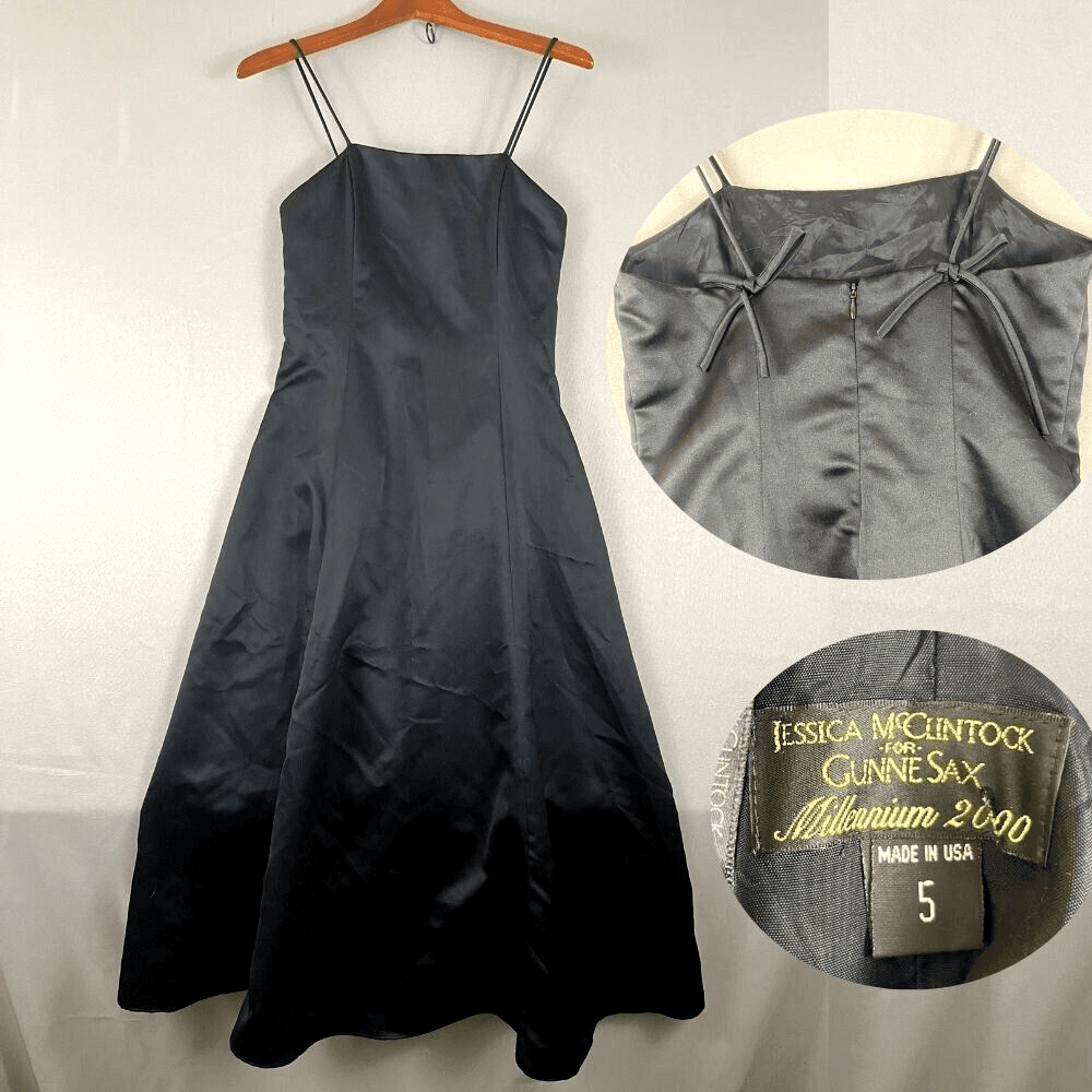 Vintage Black Jessica McClintock for Gunne Sax Prom Dress Sz 2000's Millennium - Thumbnail 2