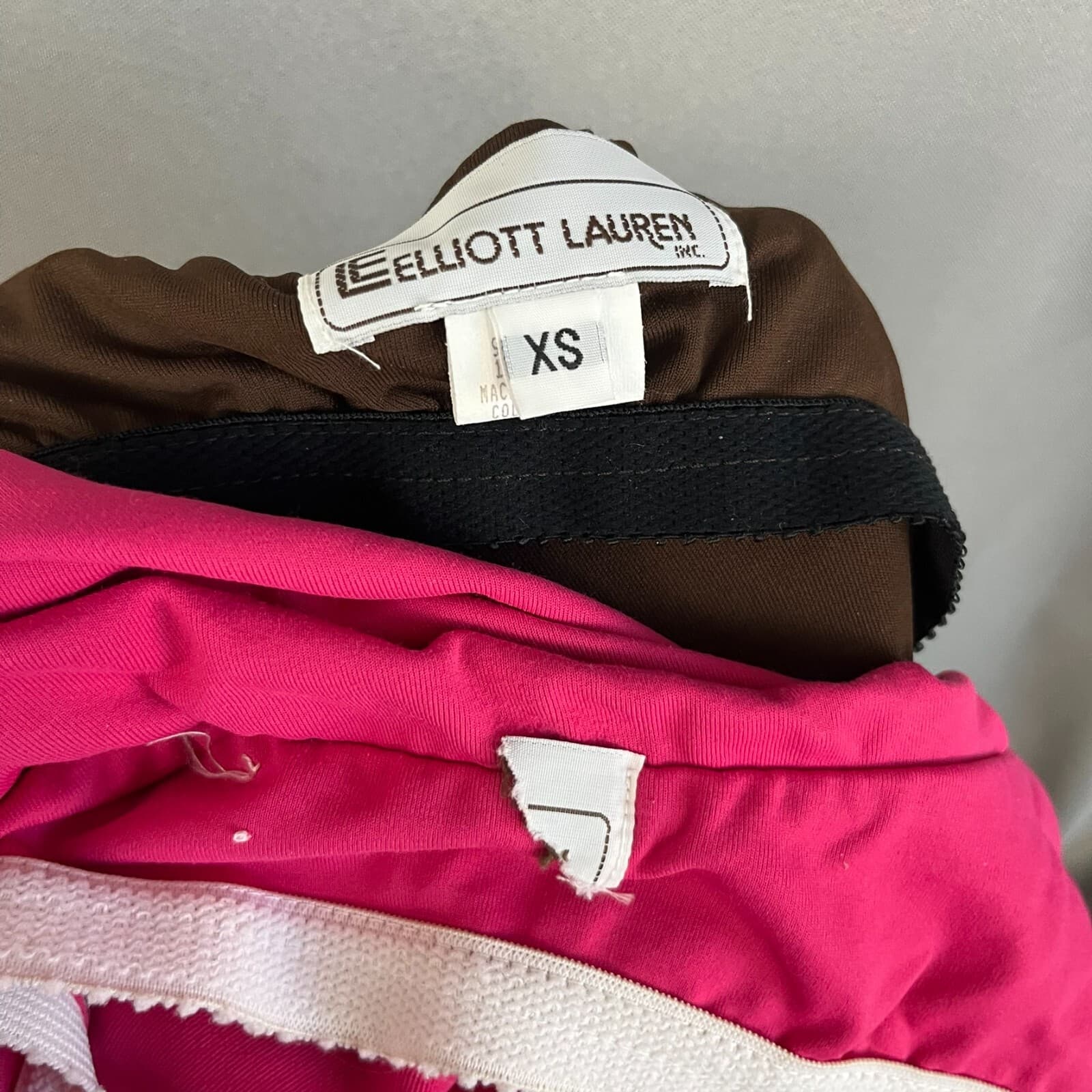 Lot Of 2 Elliot Lauren Natter Top Womens XS Brown Pink Stretch Nylon Halter Neck - Thumbnail 8