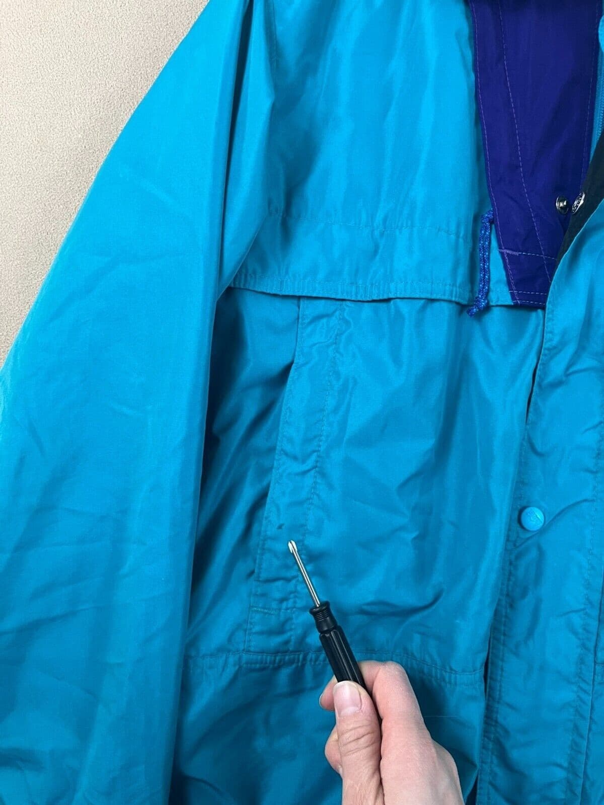 Vintage REI Mens Windbreraker Jacket Sz MED Teal Outdoor Hiking Camping - Thumbnail 3