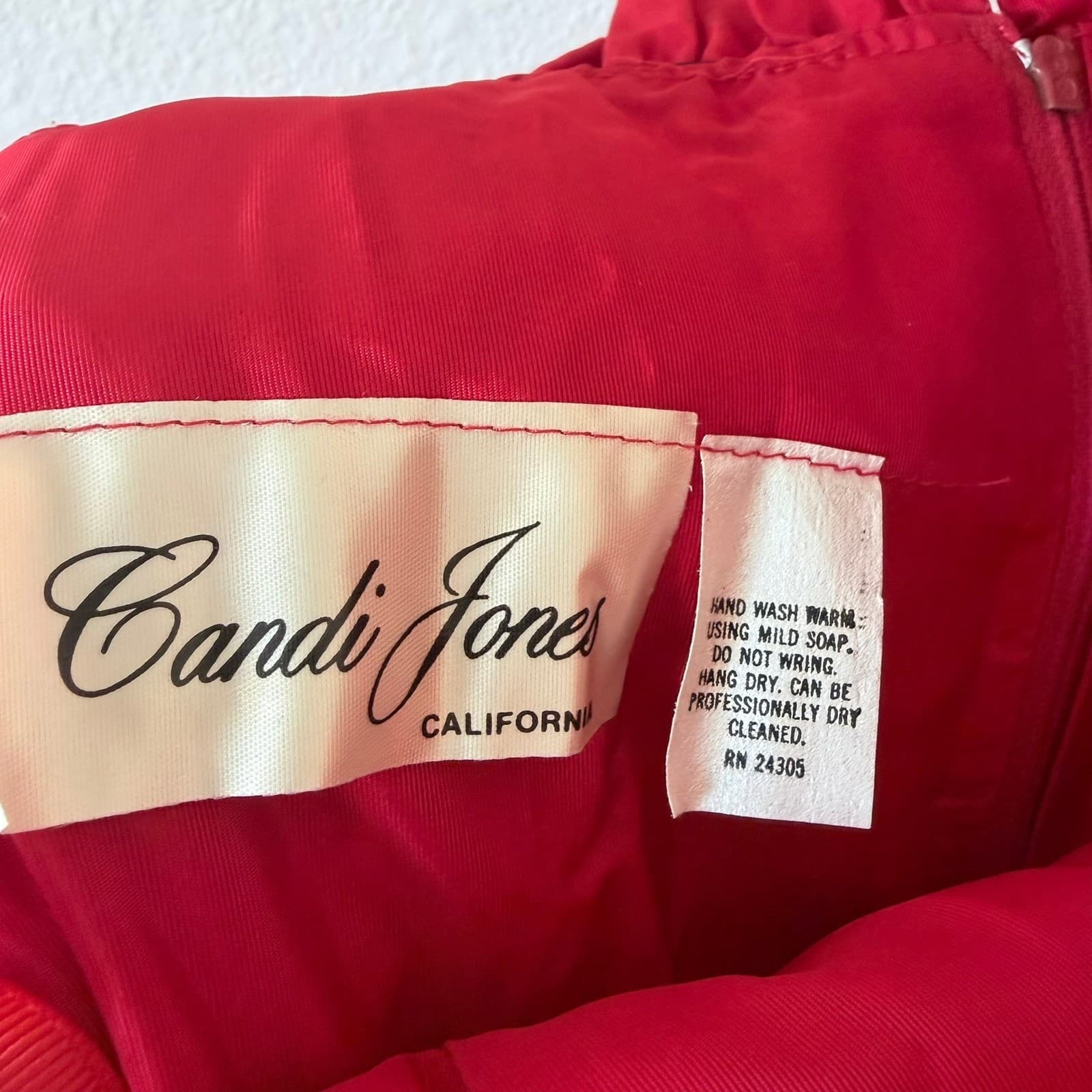 VTG Candi Jones California Red Ruffle Tiered Dress Romantic Prairie Peasant XS - Thumbnail 3