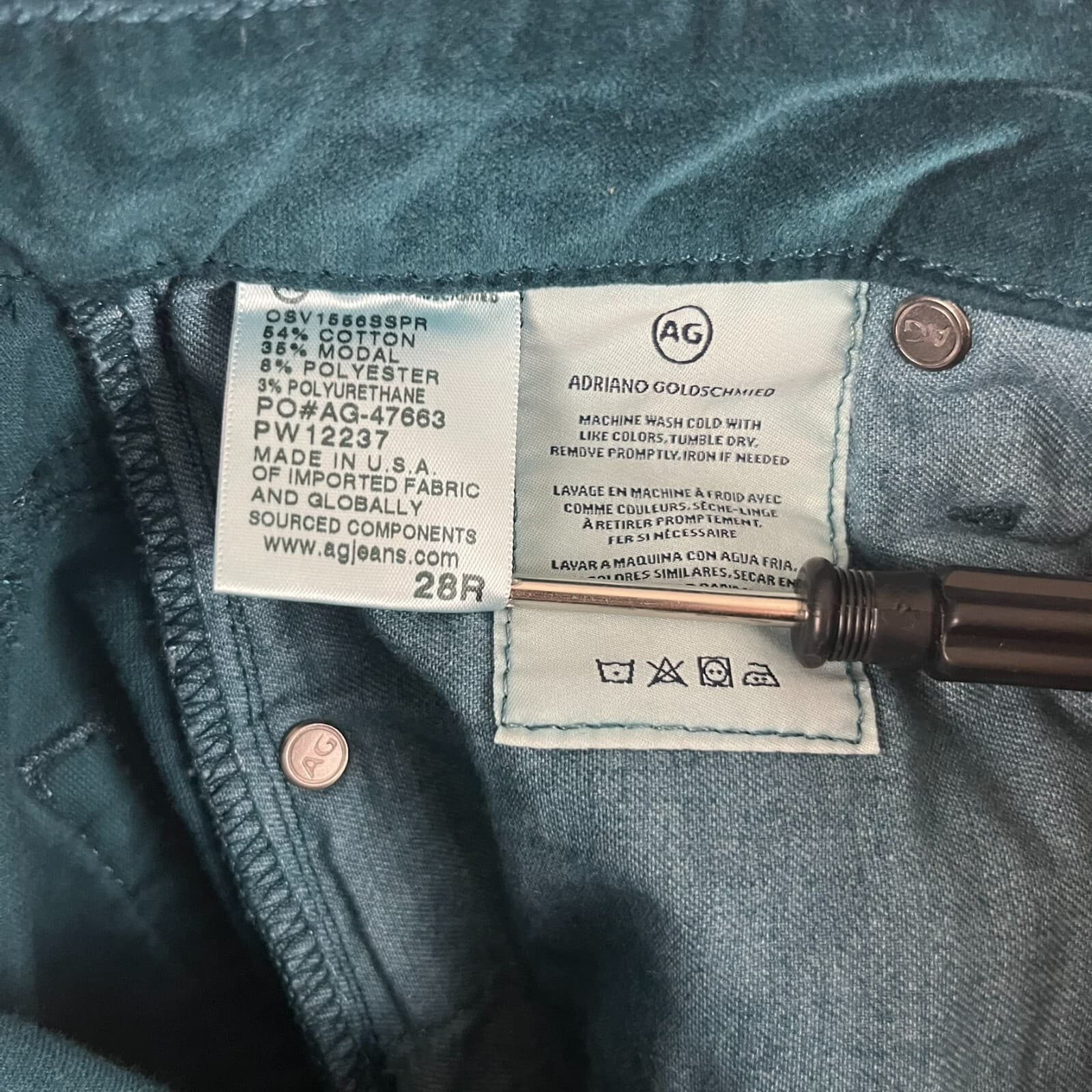 AG Jeans x Anthropologie SZ 28R High Rise Stevie Ankle Velvet Velour Pants Jeans - Thumbnail 6