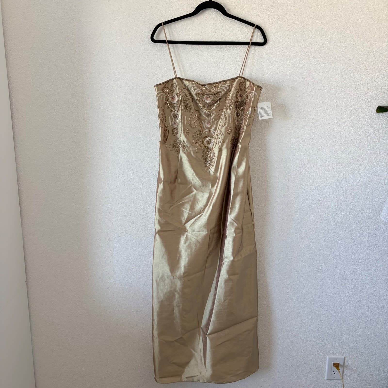 Xscape Evening Gown Women 16 Gold Beaded Y2K Style Formal Prom Dress Ethereal - Thumbnail 2