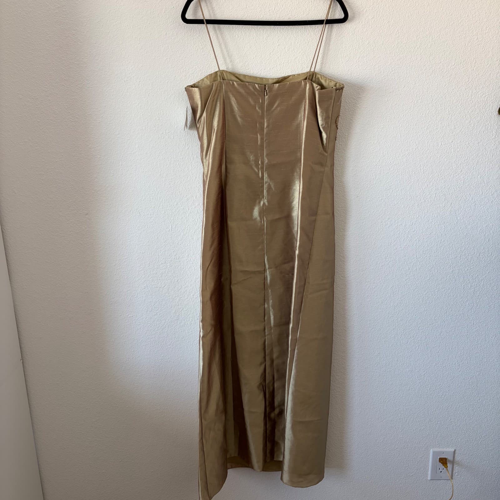 Xscape Evening Gown Women 16 Gold Beaded Y2K Style Formal Prom Dress Ethereal - Thumbnail 3
