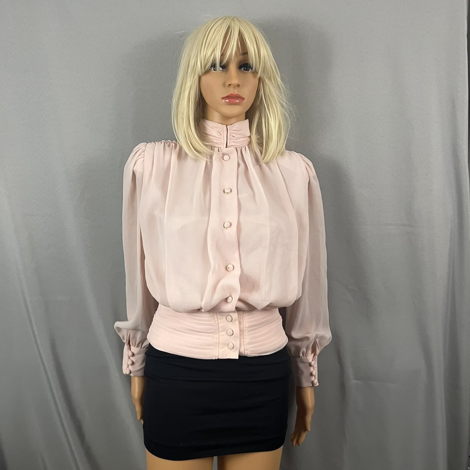 VTG Richard Warren Neiman Marcus Blouse Top Womens 4 Pink Regency Core Victorian - Thumbnail 2
