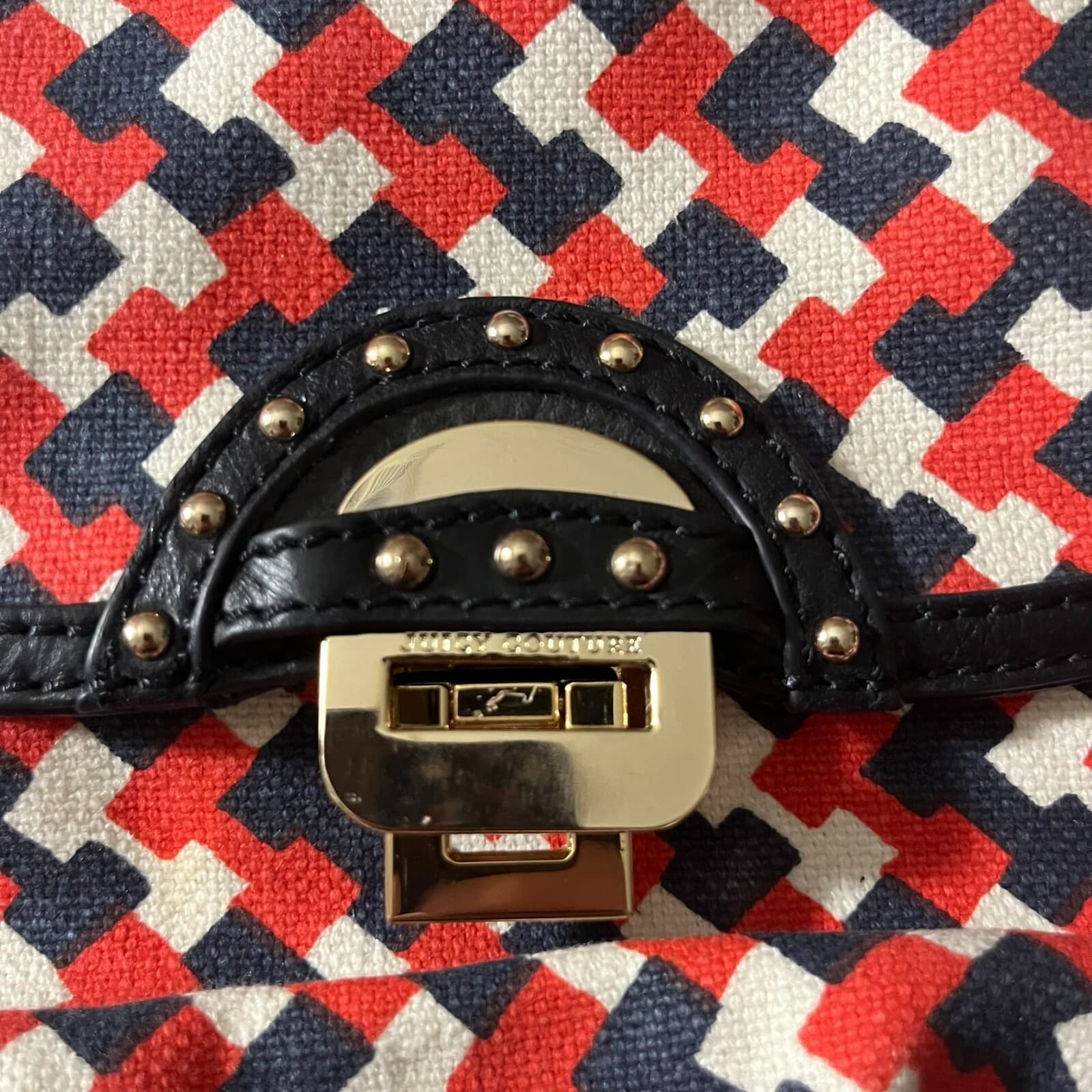Juicy Couture Saddle Bag Crossbody Drew Printed YHRU3395 Red White Blue Fabric - Thumbnail 2
