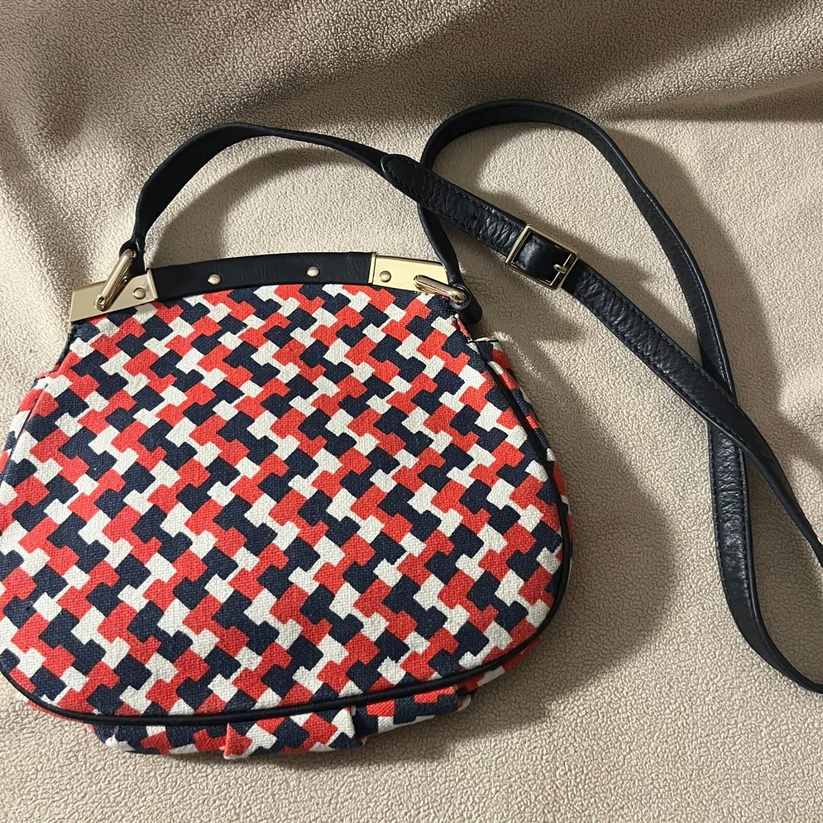 Juicy Couture Saddle Bag Crossbody Drew Printed YHRU3395 Red White Blue Fabric - Thumbnail 3
