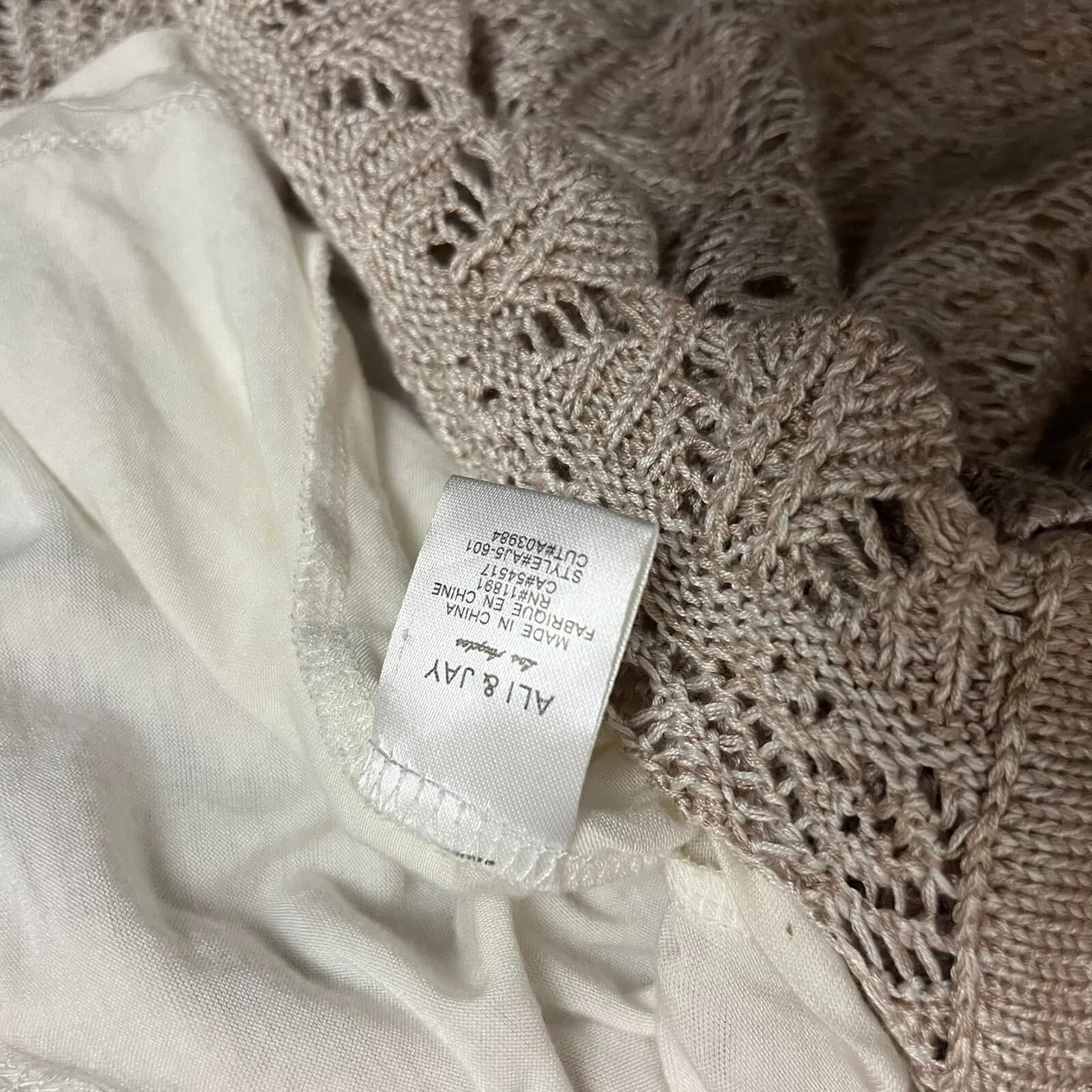 Ali & Jay Dress XS Light Brown Picnic By The Lagoon Crochet Front Button Boho - Thumbnail 10