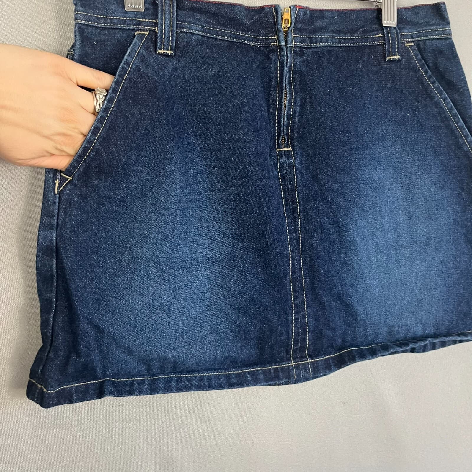 Vintage Y2K 2000 Tommy Jeans Micro Mini Skirt Denim Jrs Sz 5 Denim 14" Grunge 90 - Thumbnail 2