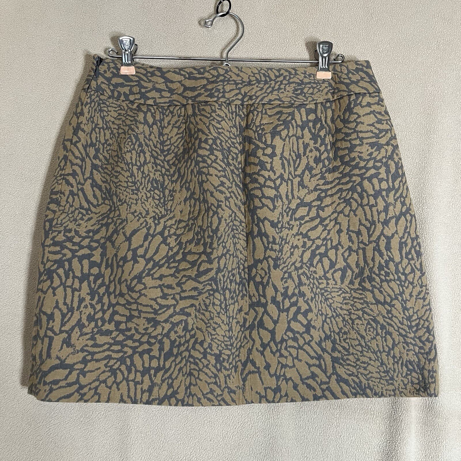 LOFT Mini Skirt Womens 6 Gray/Yellow Animal Print Classic Business Casual Lined - Thumbnail 2