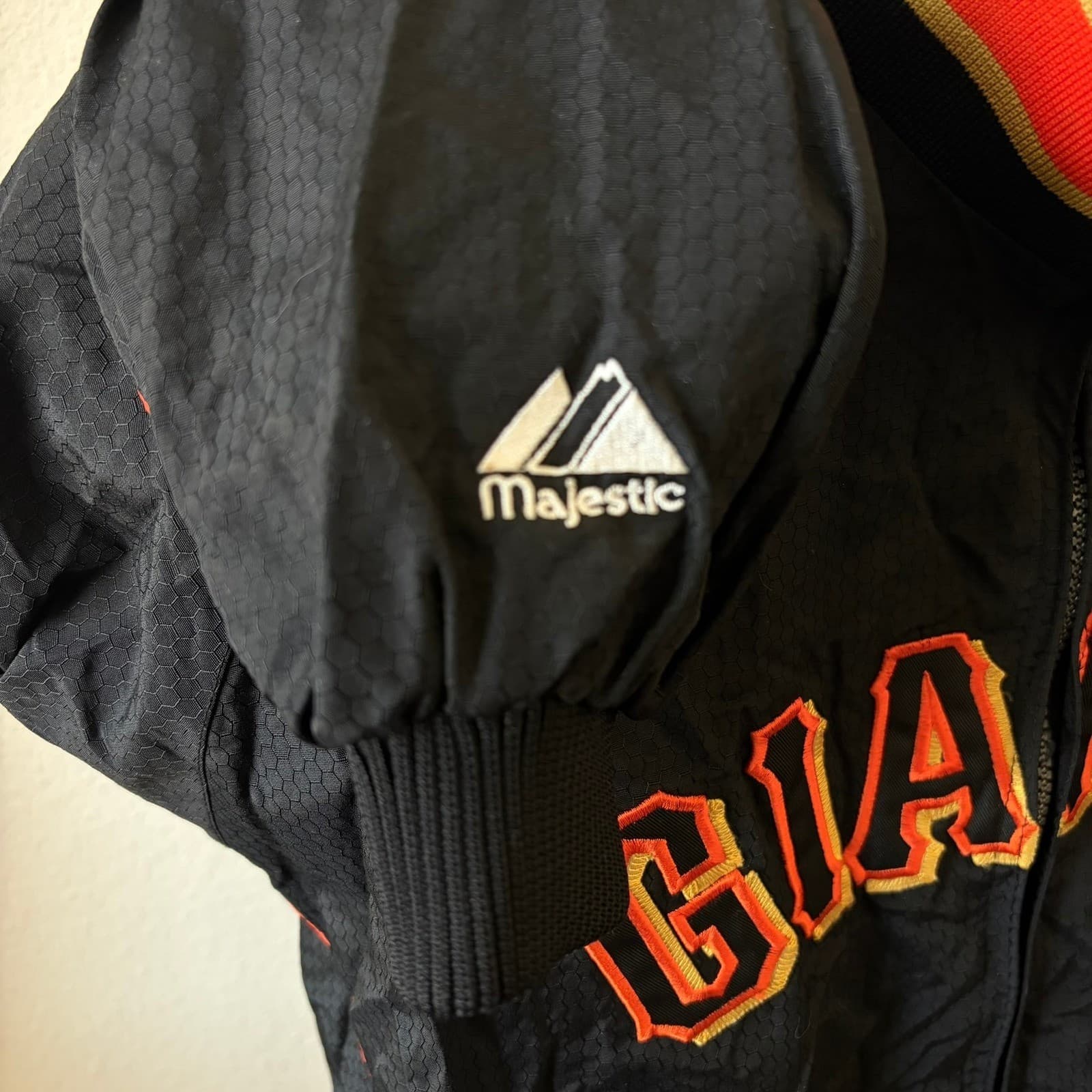 Majestic SF Giants Windbreaker Jacket Women XL Black Embroidered Full Zip MLB - Thumbnail 7