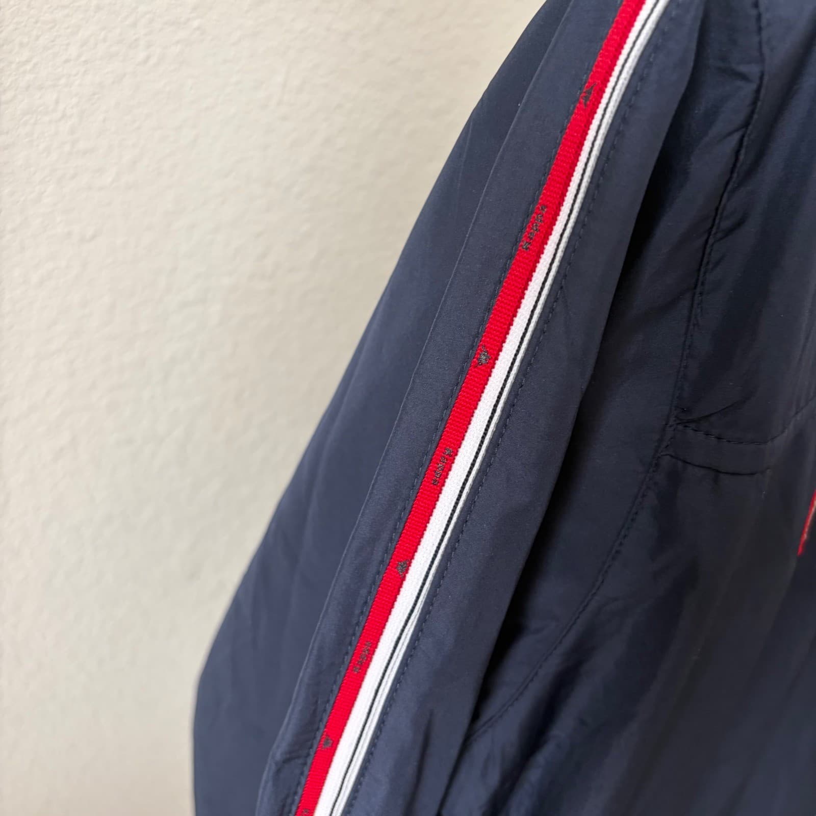 Kappa Windbreaker Jacket Womens XL Navy Blue Sequined Logo Spell Out Stripe Zip - Thumbnail 7