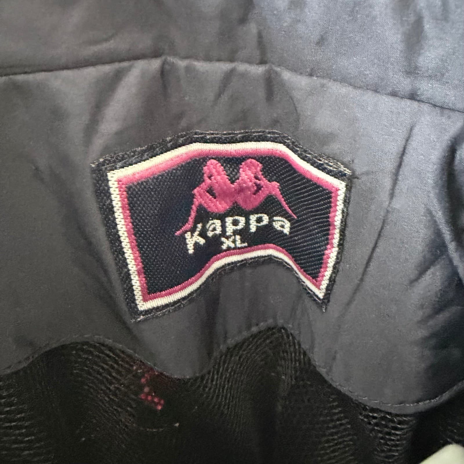 Kappa Windbreaker Jacket Womens XL Navy Blue Sequined Logo Spell Out Stripe Zip - Thumbnail 4