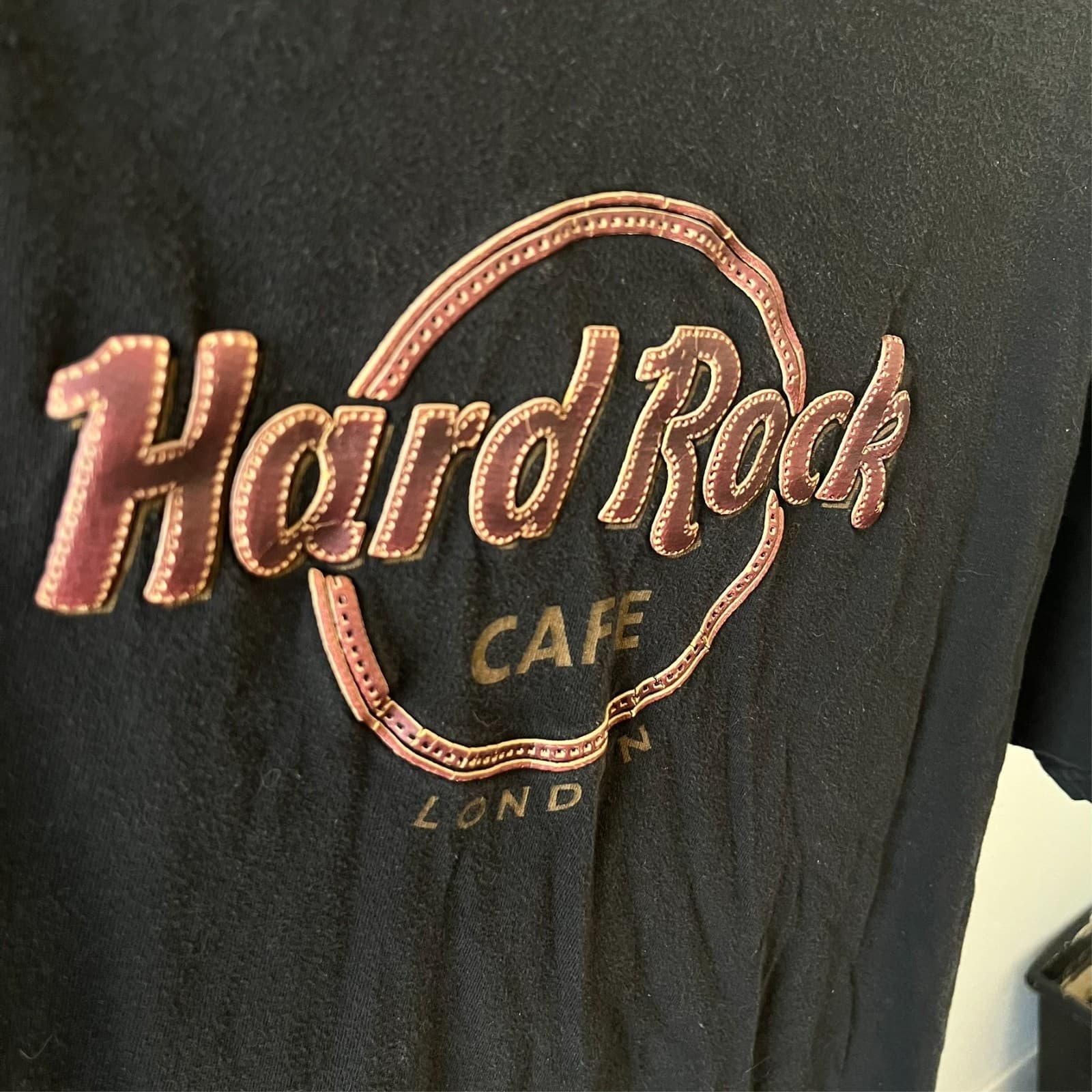 Vtg Hard Rock Cafe Mens T-Shirt XL Black London Leather Logo Graphic Music Retro - Thumbnail 2