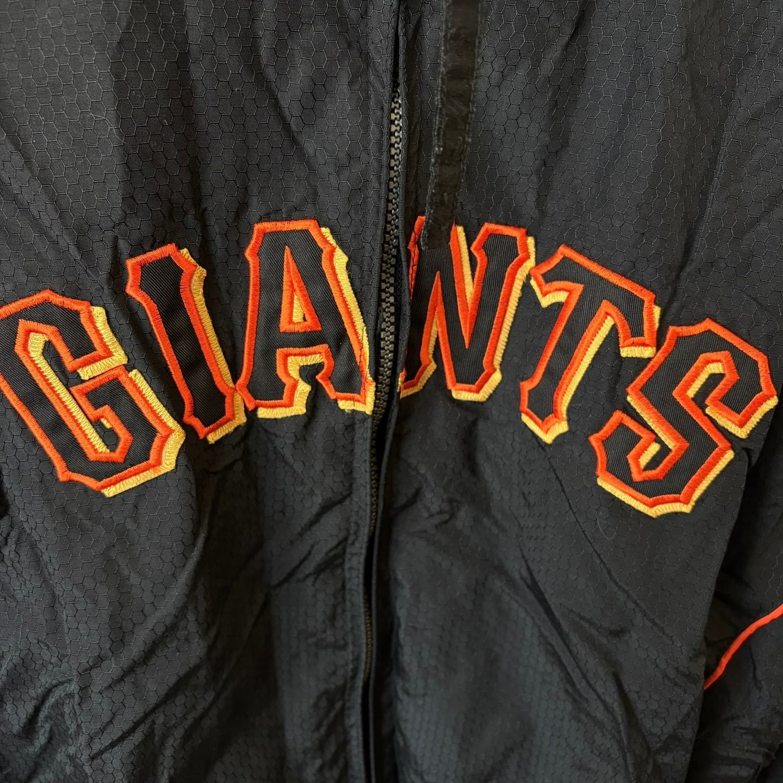 Majestic SF Giants Windbreaker Jacket Women XL Black Embroidered Full Zip MLB - Thumbnail 4