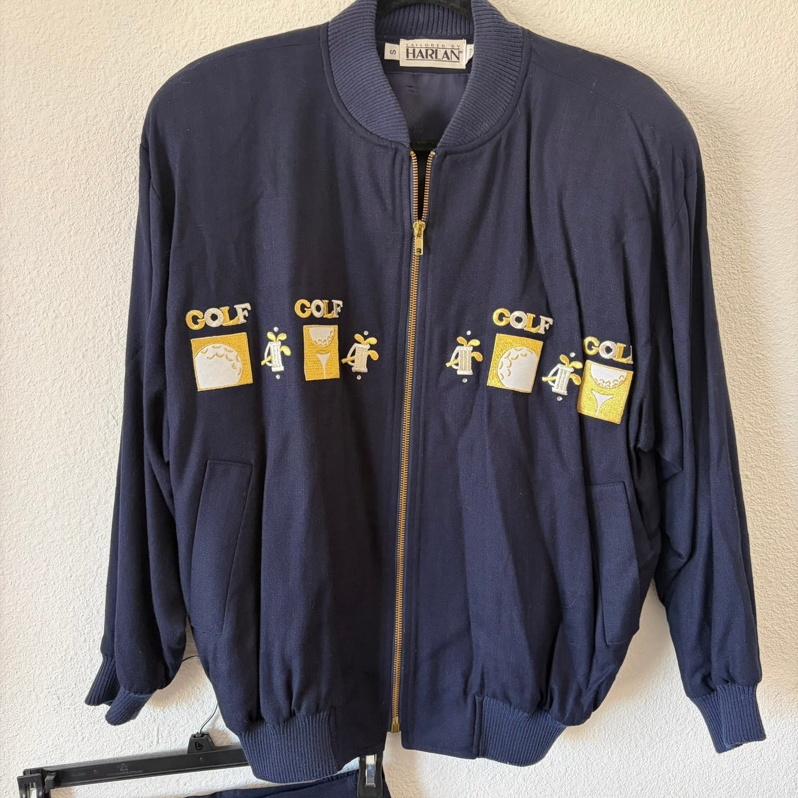 Embroidered Vintage Golf Jacket & Shorts Set Women Small Navy Blue Country Club - Thumbnail 3