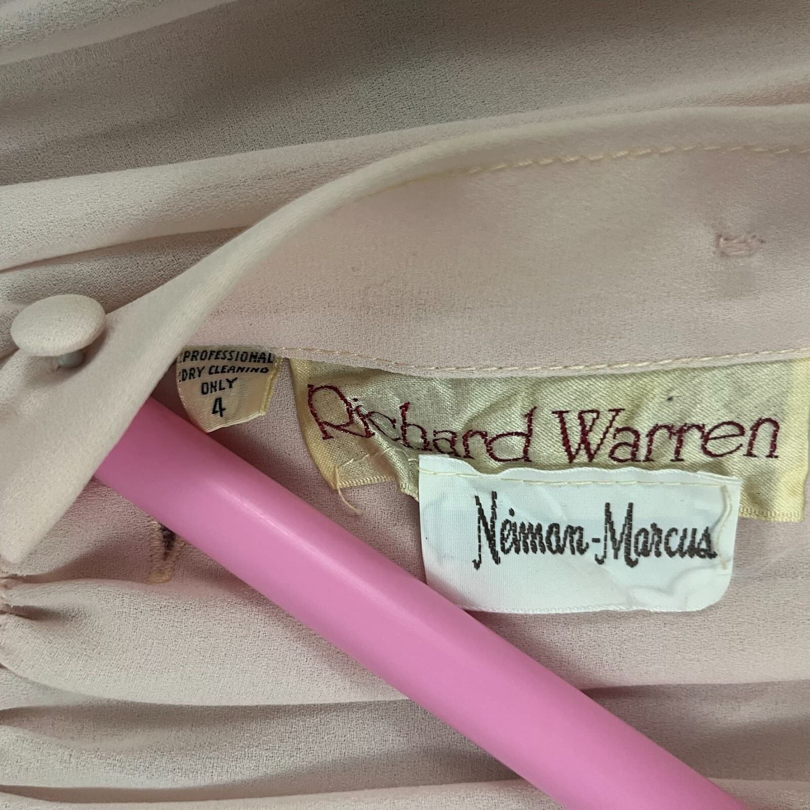VTG Richard Warren Neiman Marcus Blouse Top Womens 4 Pink Regency Core Victorian - Thumbnail 7