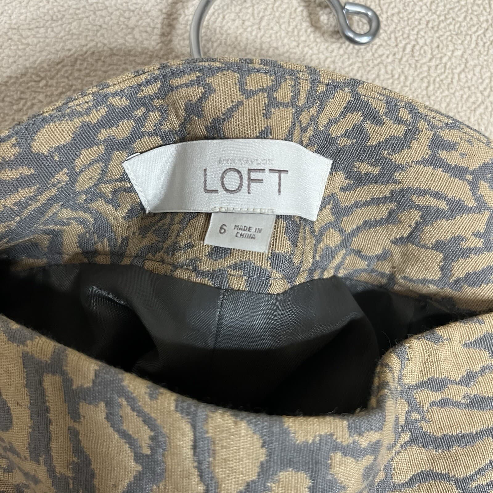 LOFT Mini Skirt Womens 6 Gray/Yellow Animal Print Classic Business Casual Lined - Thumbnail 5