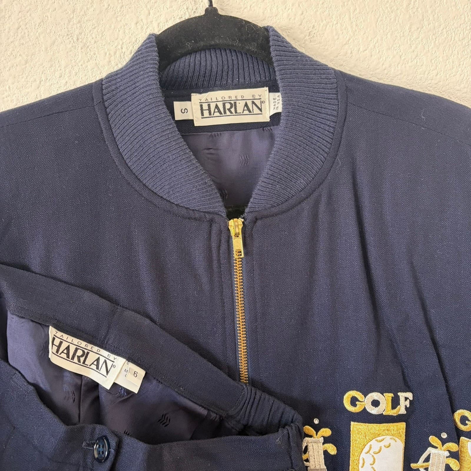 Embroidered Vintage Golf Jacket & Shorts Set Women Small Navy Blue Country Club - Thumbnail 7