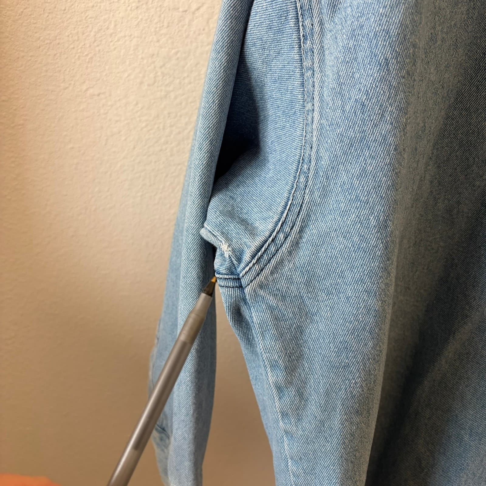 Vintage Denim Hoodie Jacket Men 2XL Blue Laughlin Motorcycle Rally Biker Graphic - Thumbnail 5