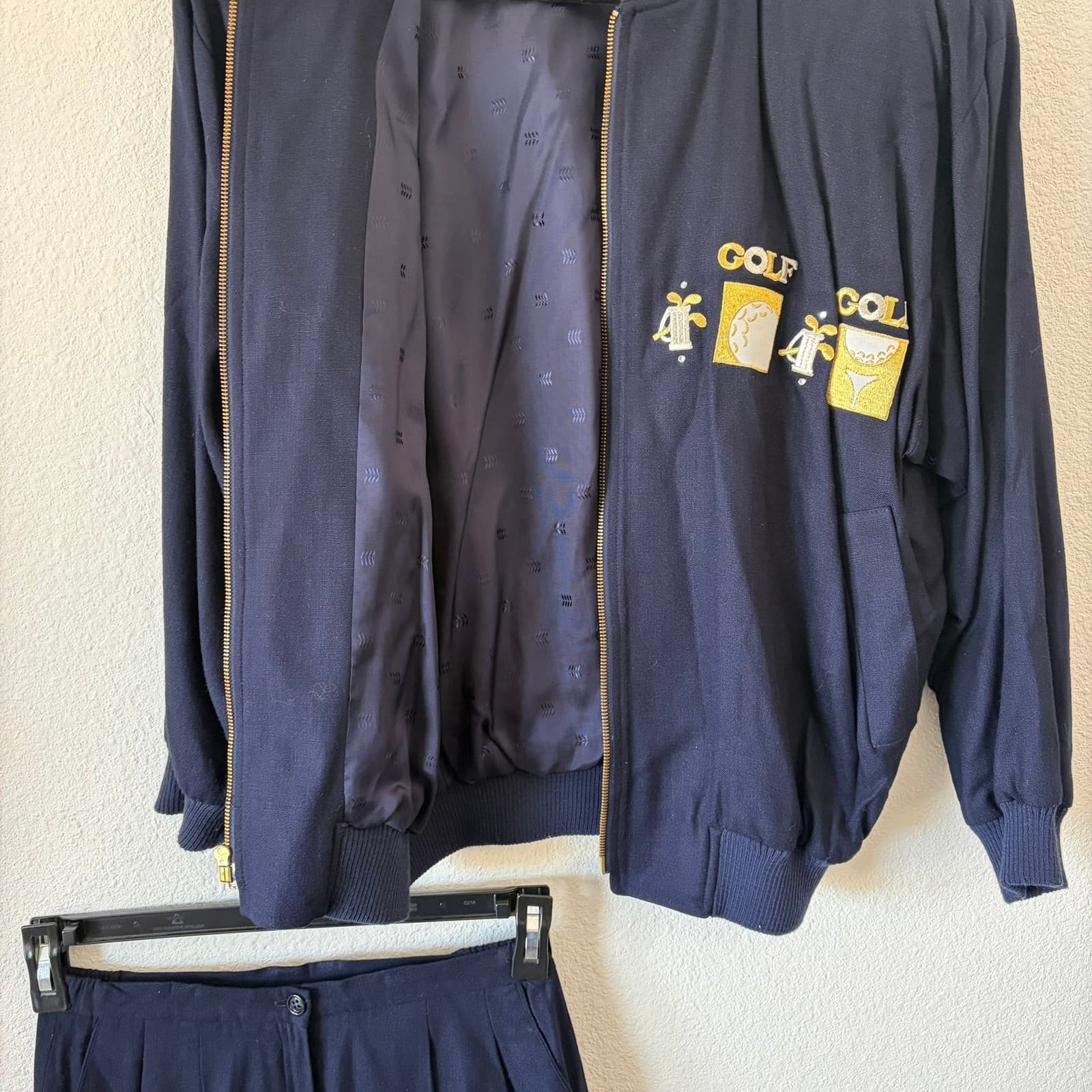Embroidered Vintage Golf Jacket & Shorts Set Women Small Navy Blue Country Club - Thumbnail 6