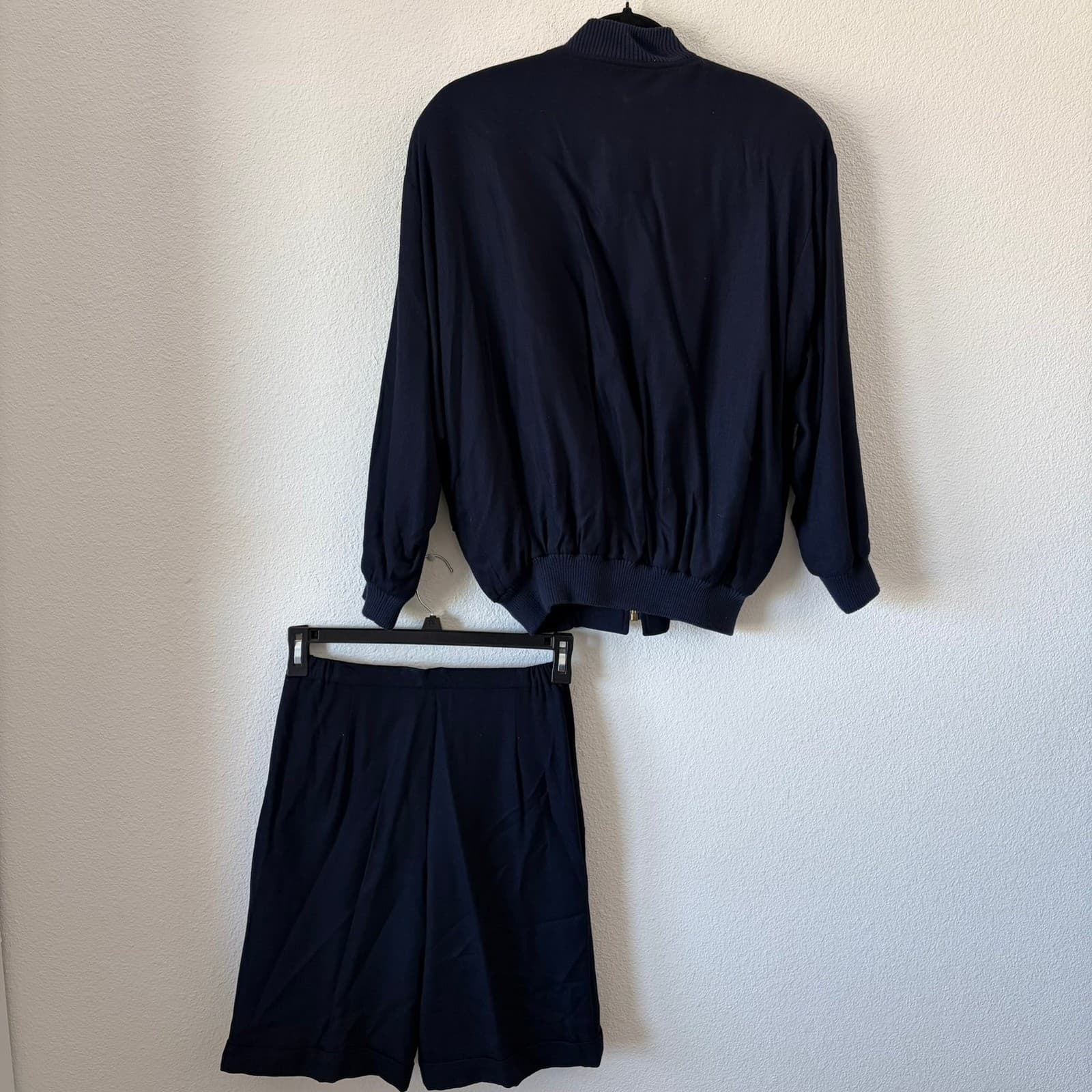 Embroidered Vintage Golf Jacket & Shorts Set Women Small Navy Blue Country Club - Thumbnail 5