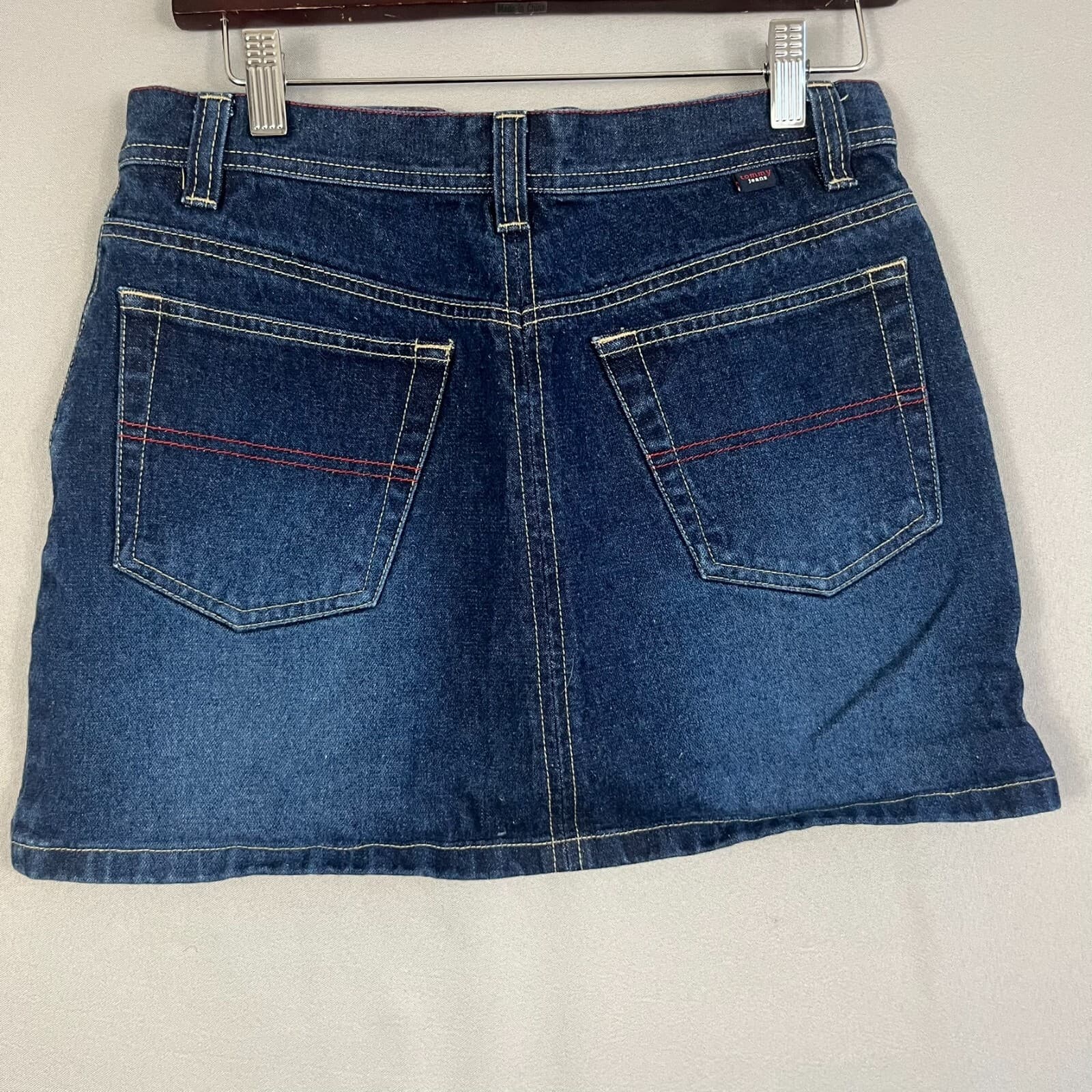 Vintage Y2K 2000 Tommy Jeans Micro Mini Skirt Denim Jrs Sz 5 Denim 14" Grunge 90 - Thumbnail 3