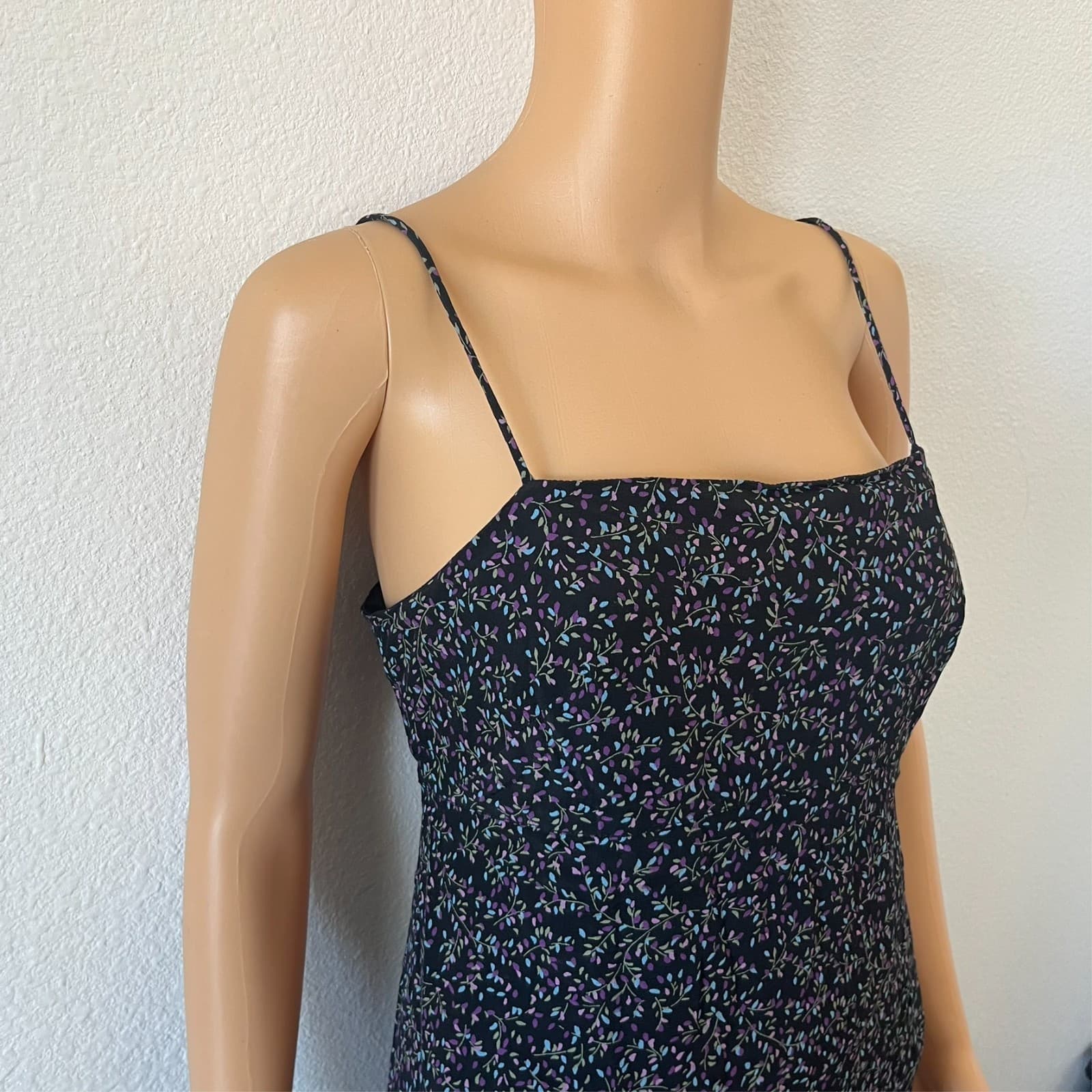 Gap Babydoll Dress Size 8 Black Floral Eyelet Ruffle Y2K Feminine Romantic - Thumbnail 3