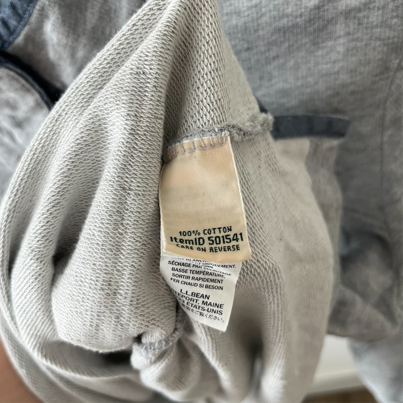 Gray LL BEAN Rugby Henley High Neck 501541 Lg Slv 1/4 Button Cotton Shirt Sz XL - Thumbnail 4