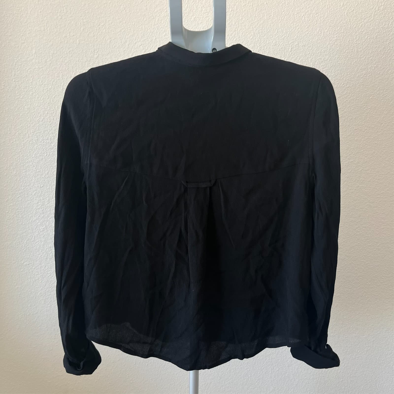 Anthropologie Maeve Black Button up Blouse Size 4 Semi Sheer Career Office Chic - Thumbnail 3