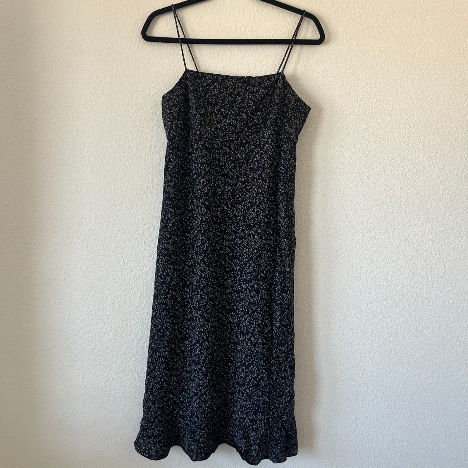 Gap Babydoll Dress Size 8 Black Floral Eyelet Ruffle Y2K Feminine Romantic - Thumbnail 4