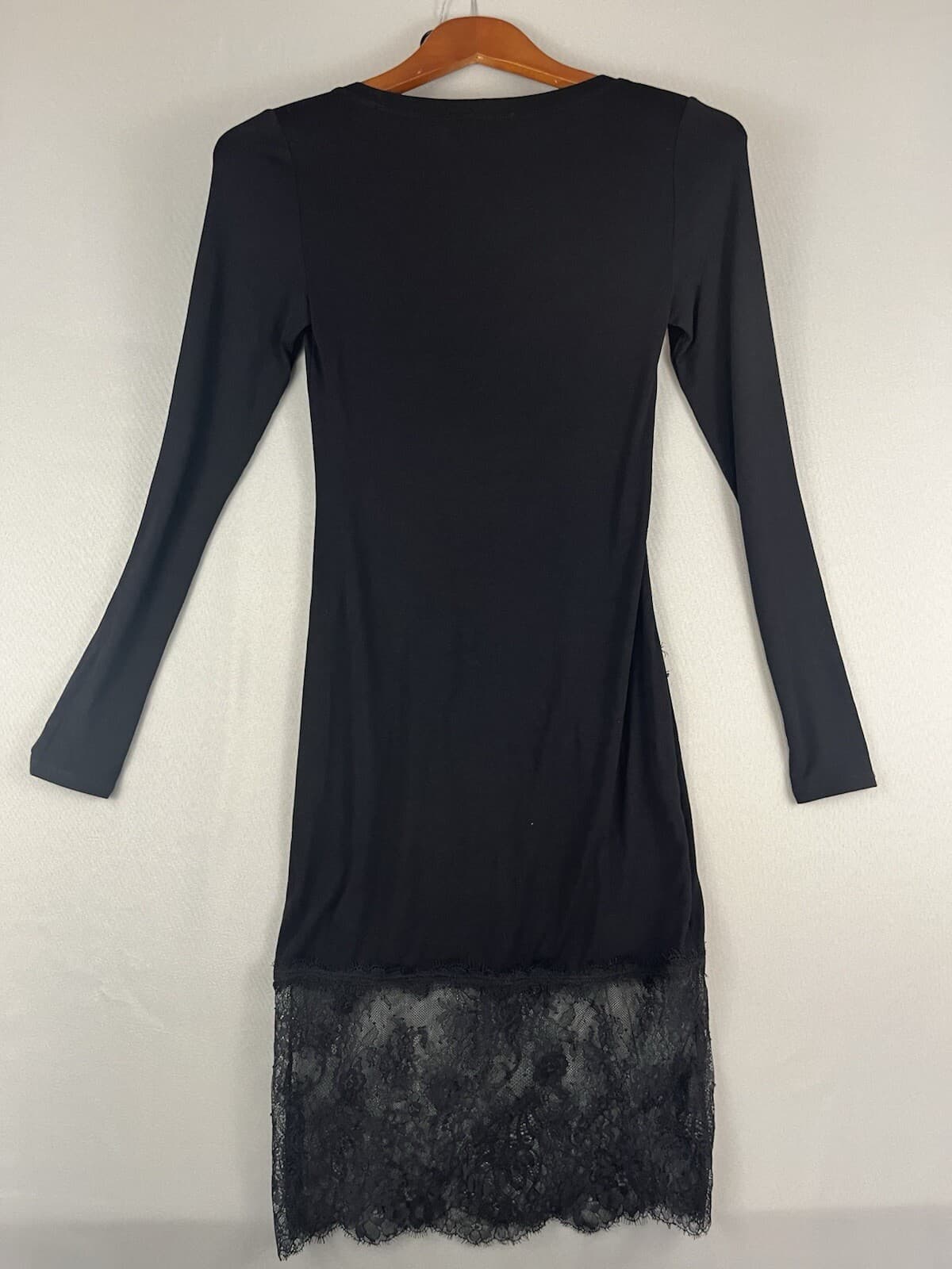 BCBG MAXAZRIA Women’s Dress XXS Black Long Sleeve Lace Hem Witchy Gothic Vampire - Thumbnail 5