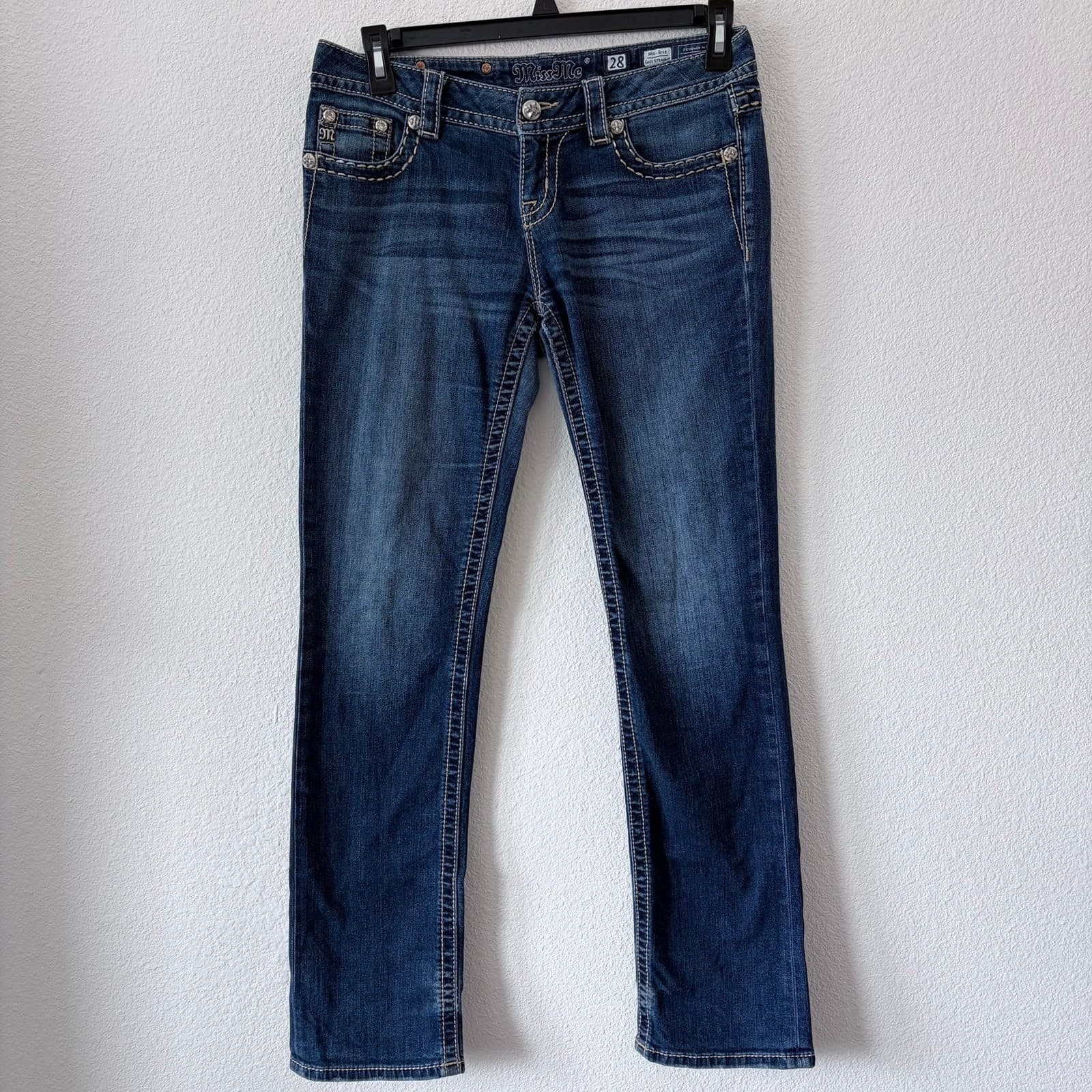 Miss Me Jeans Women's Size 28 Bootcut Fleur de Lis Embellished Denim JE8314ETL - Thumbnail 3