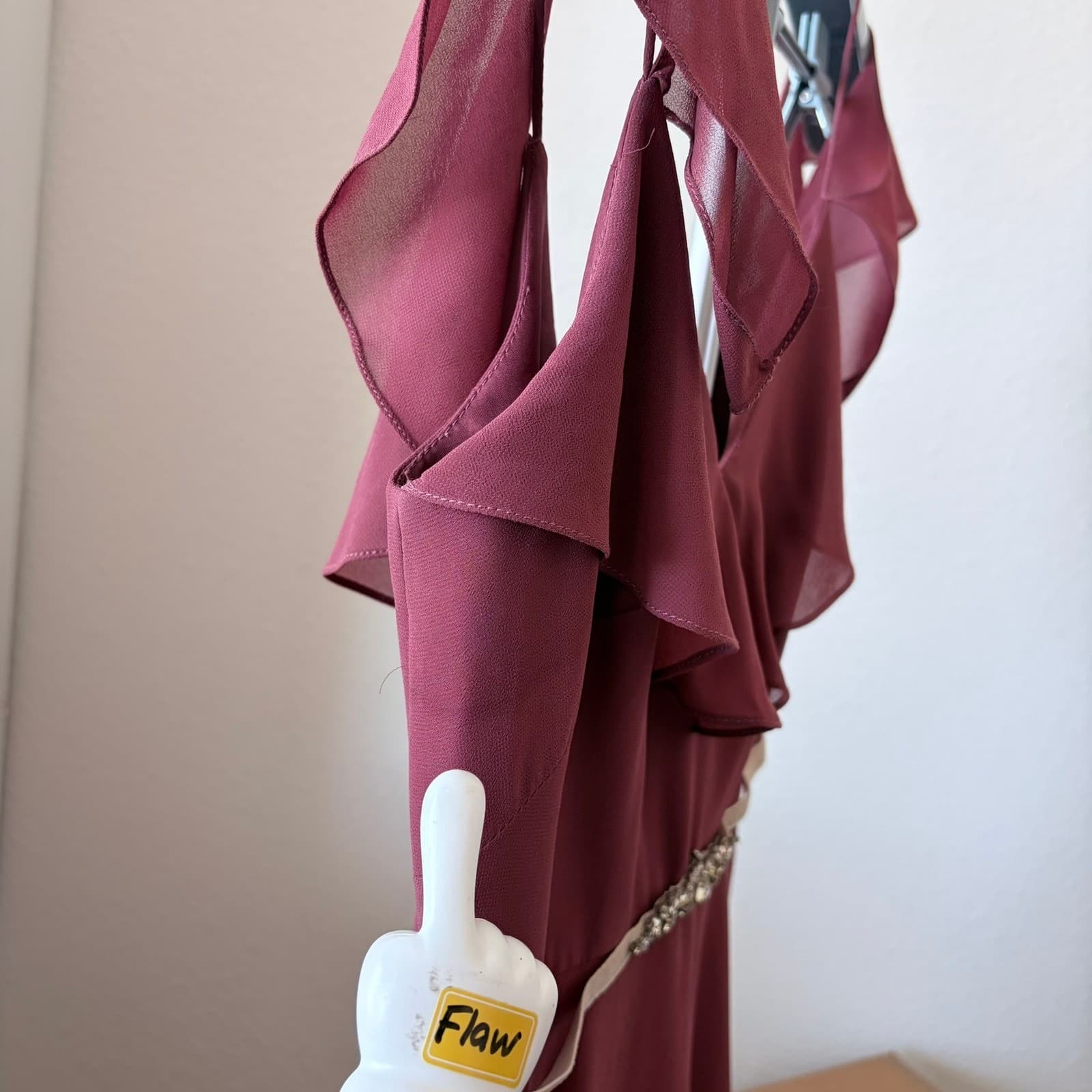 Jenny Yoo Collection Mauve Chiffon Ruffle Cold Shoulder Gown Mila Dress Size 0 - Thumbnail 7