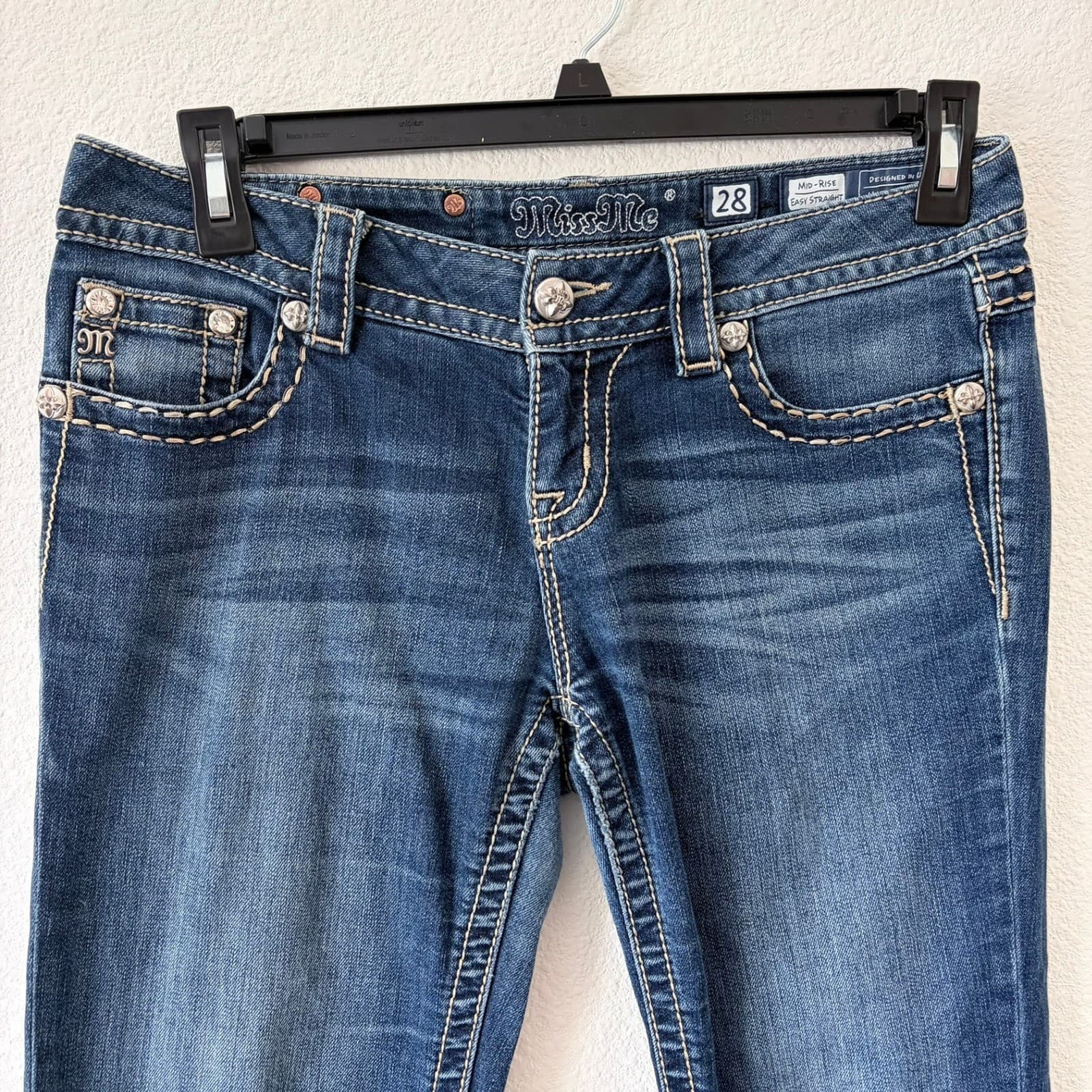 Miss Me Jeans Women's Size 28 Bootcut Fleur de Lis Embellished Denim JE8314ETL - Thumbnail 4