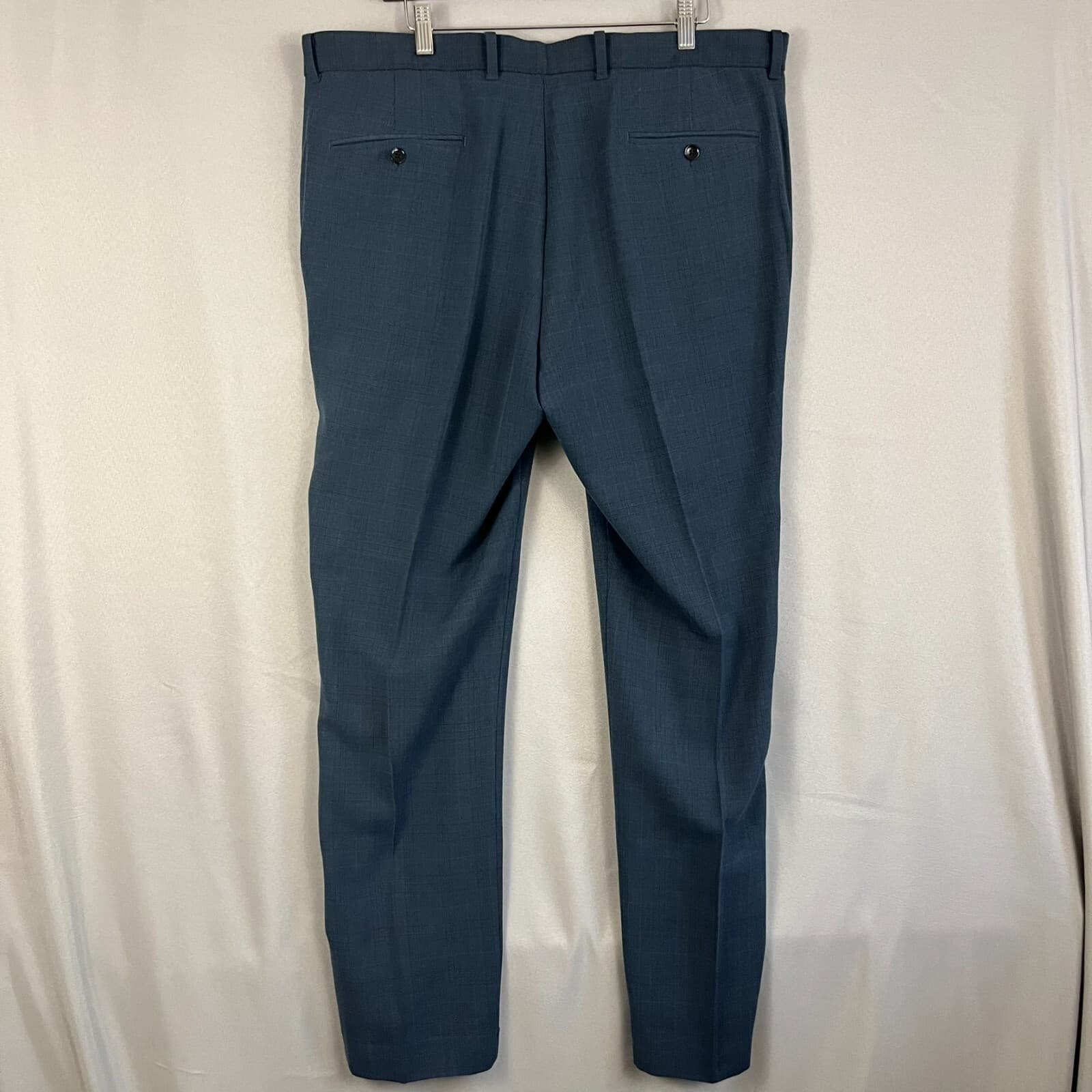 Dockers Dress Pants Mens 38 X 32 Blue Plaid Stretch Straight Leg Formal Business - Thumbnail 3