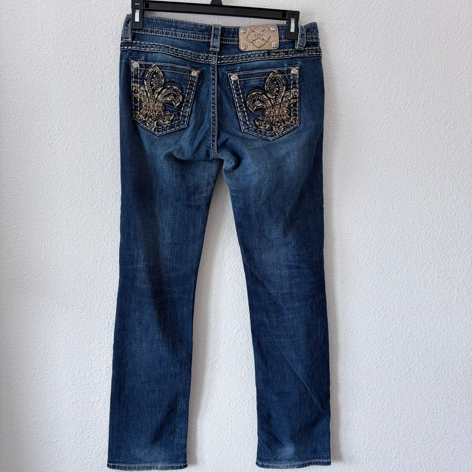Miss Me Jeans Women's Size 28 Bootcut Fleur de Lis Embellished Denim JE8314ETL - Thumbnail 2