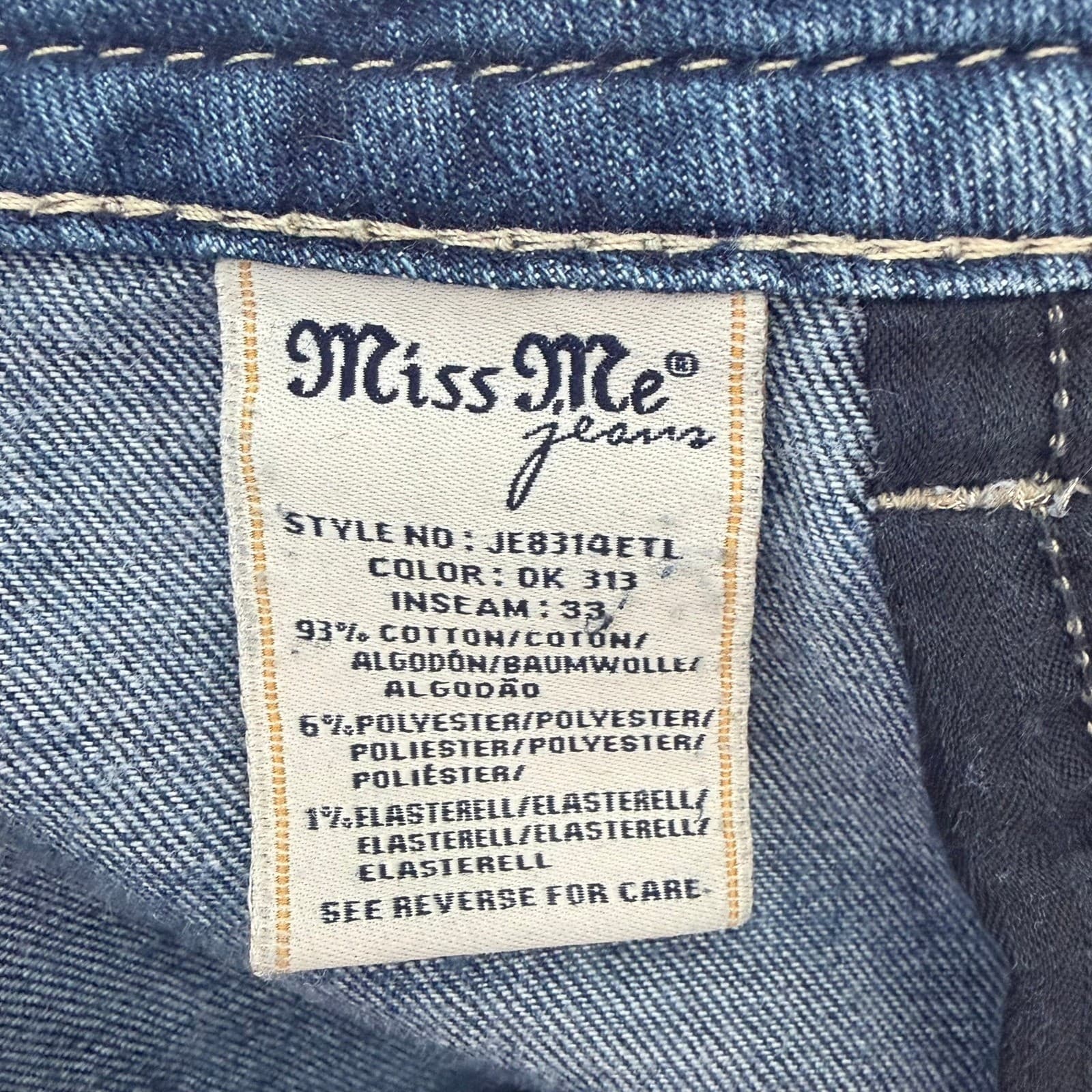 Miss Me Jeans Women's Size 28 Bootcut Fleur de Lis Embellished Denim JE8314ETL - Thumbnail 5
