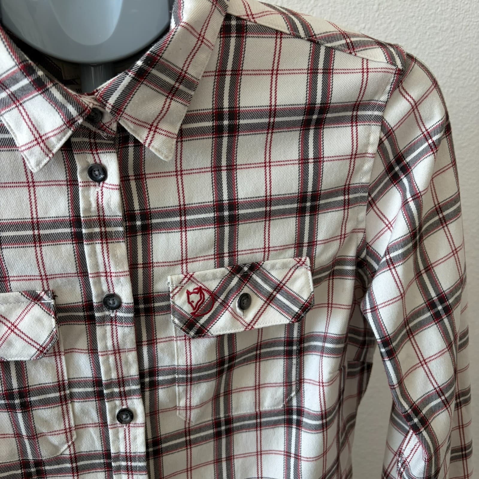 Fjallraven Fjallglim Stretch Shirt Womens Sz SM Flannel Long Sleeve Button Down - Thumbnail 2