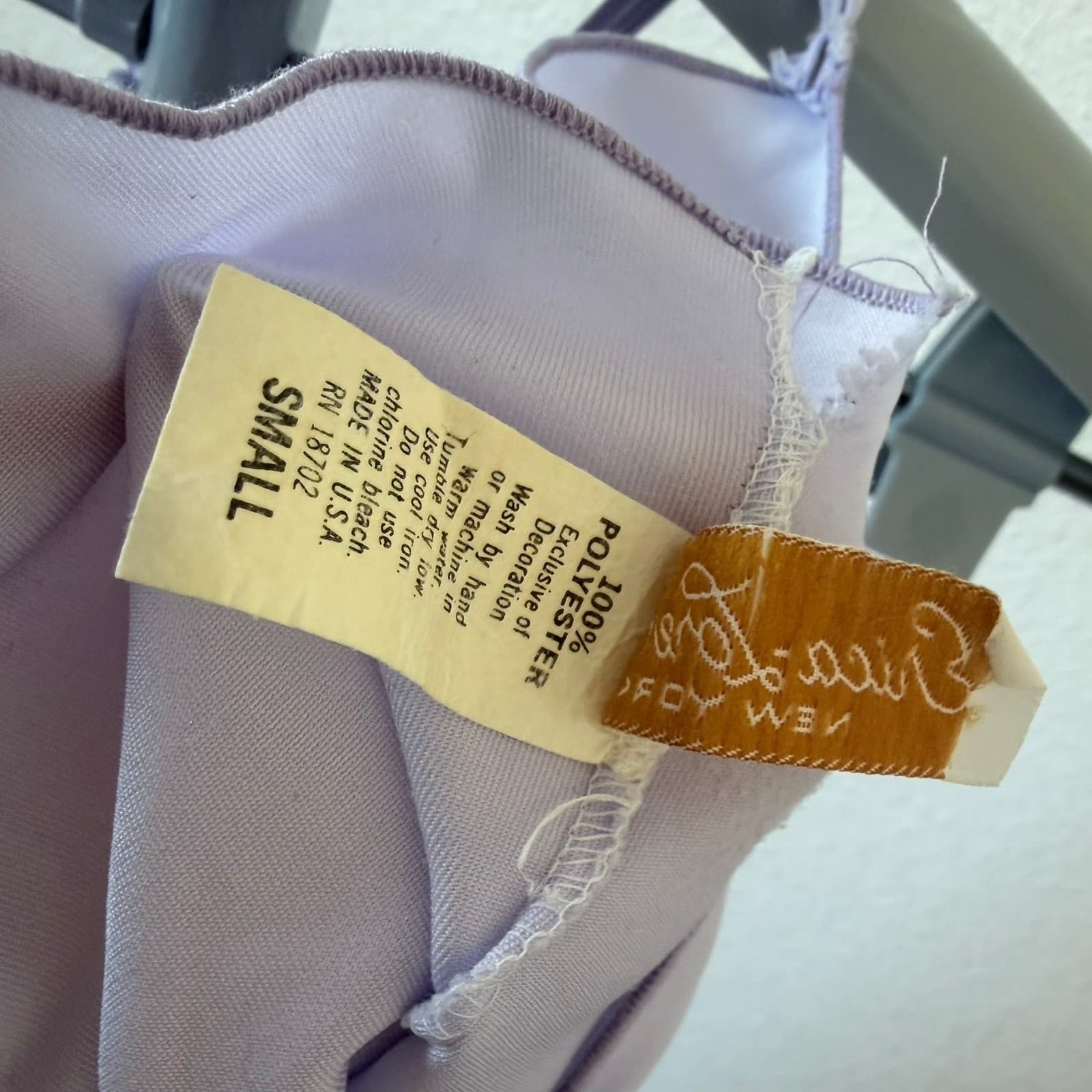 Vintage Erica Loren Lavender Front Tie Camisole Top Purple Lettuce Edge Small - Thumbnail 7