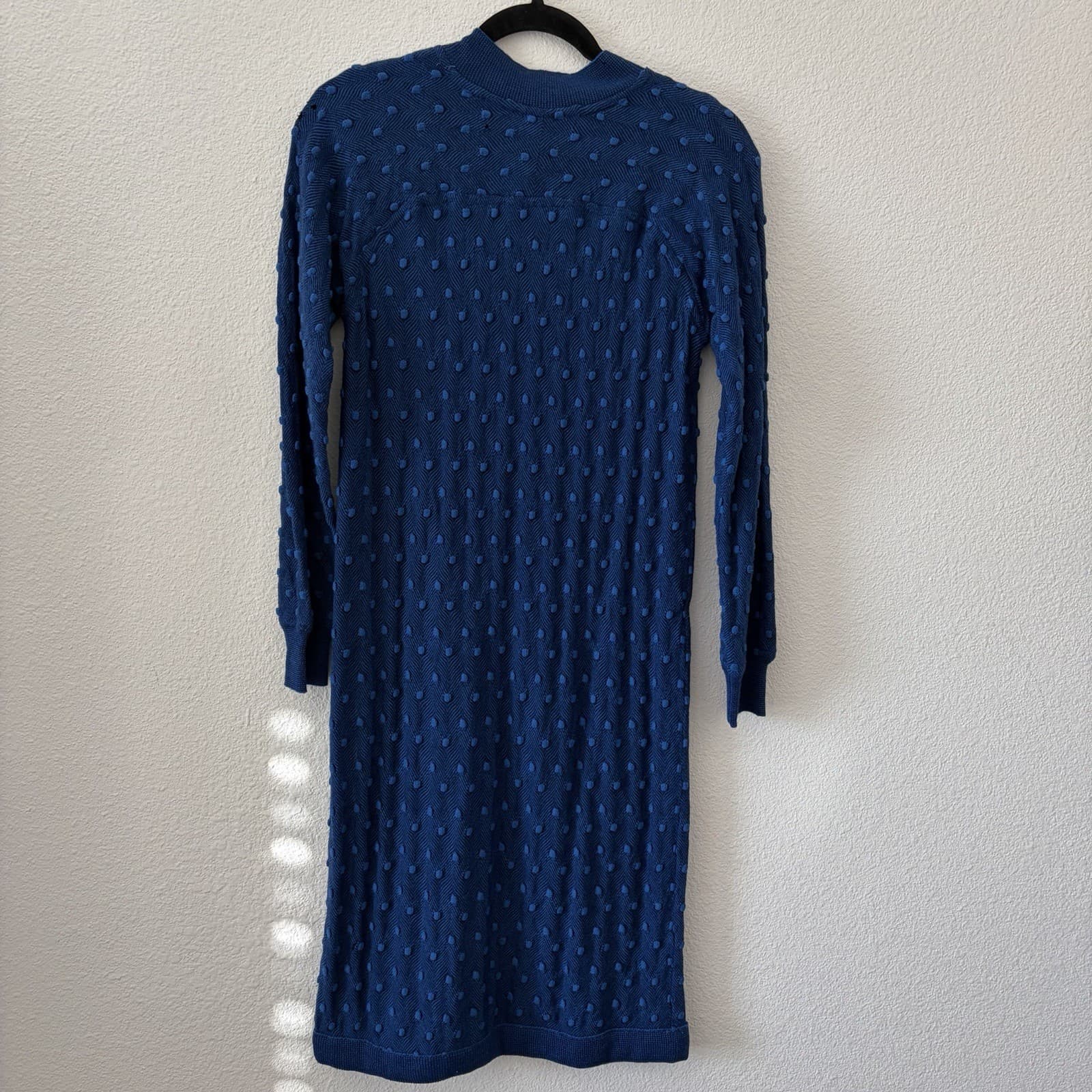Missoni Orange Label Knee Dress Womens Blue Striped Bubble Texture Knit Sz Small - Thumbnail 4