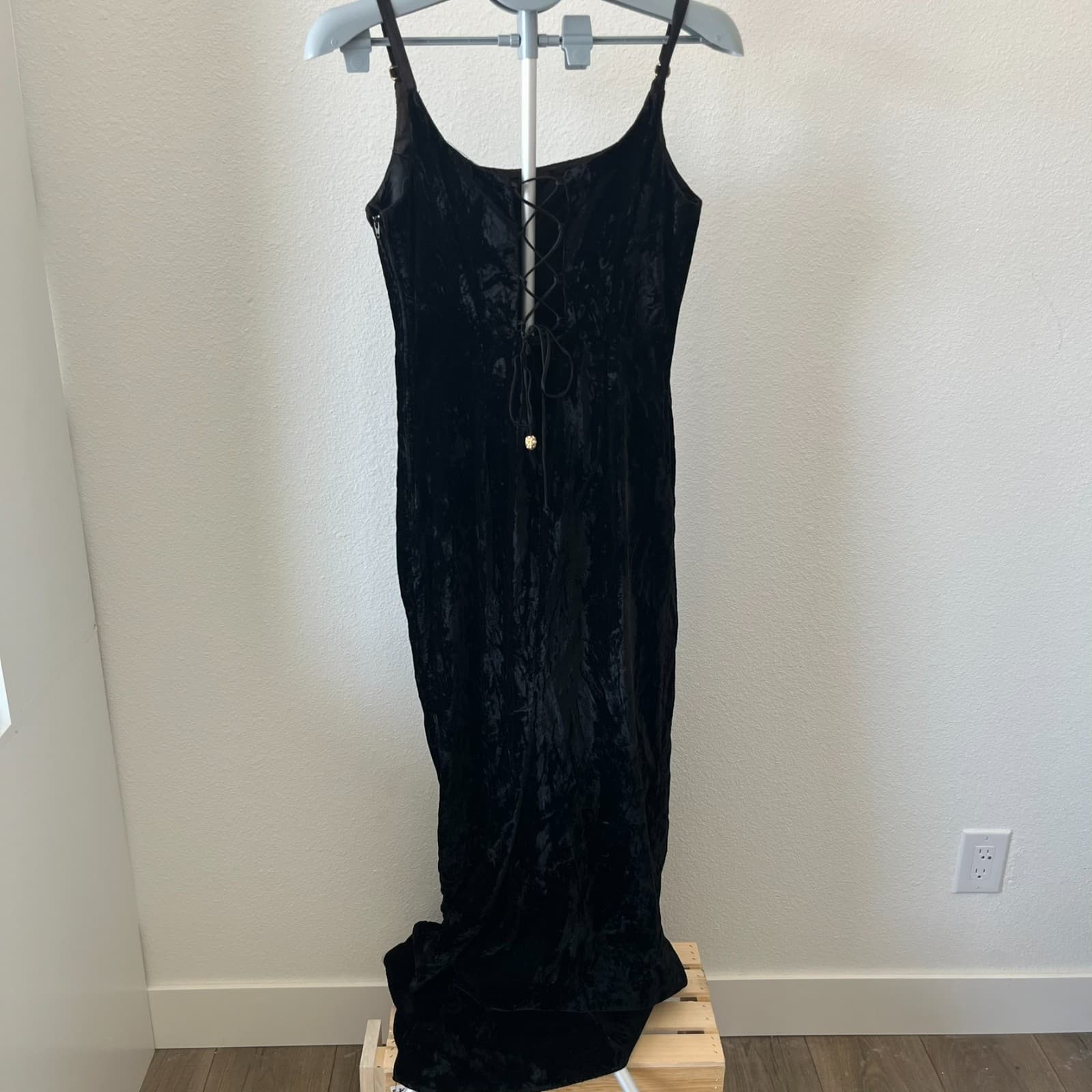Vintage Scott Mcclintock Whimsigoth Maxi Dress Womens 10 Black Velvet Halloween - Thumbnail 2