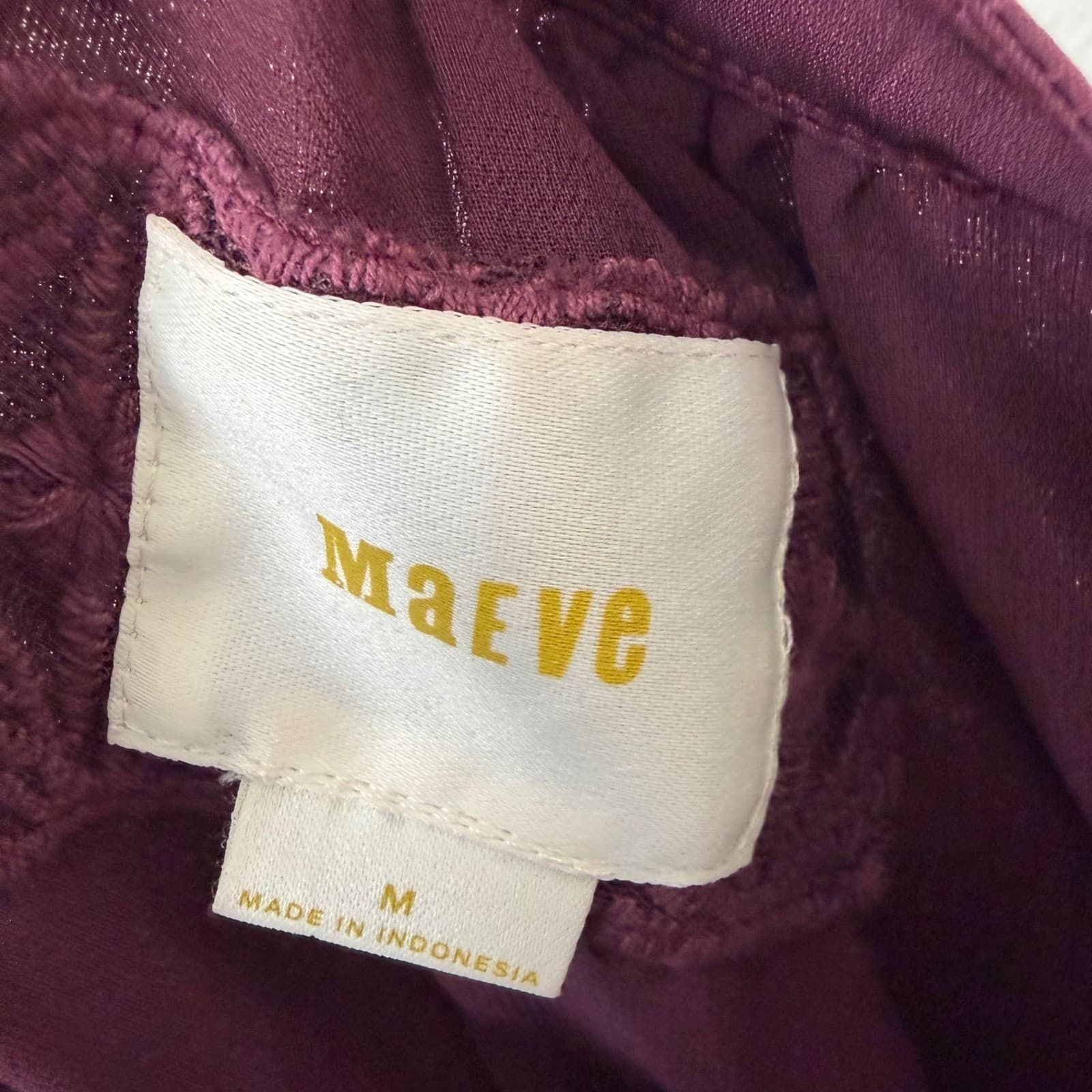 Maeve Ingrid Dress Women Size M Purple Velvet Mixed Media Split Neck Romantic - Thumbnail 4