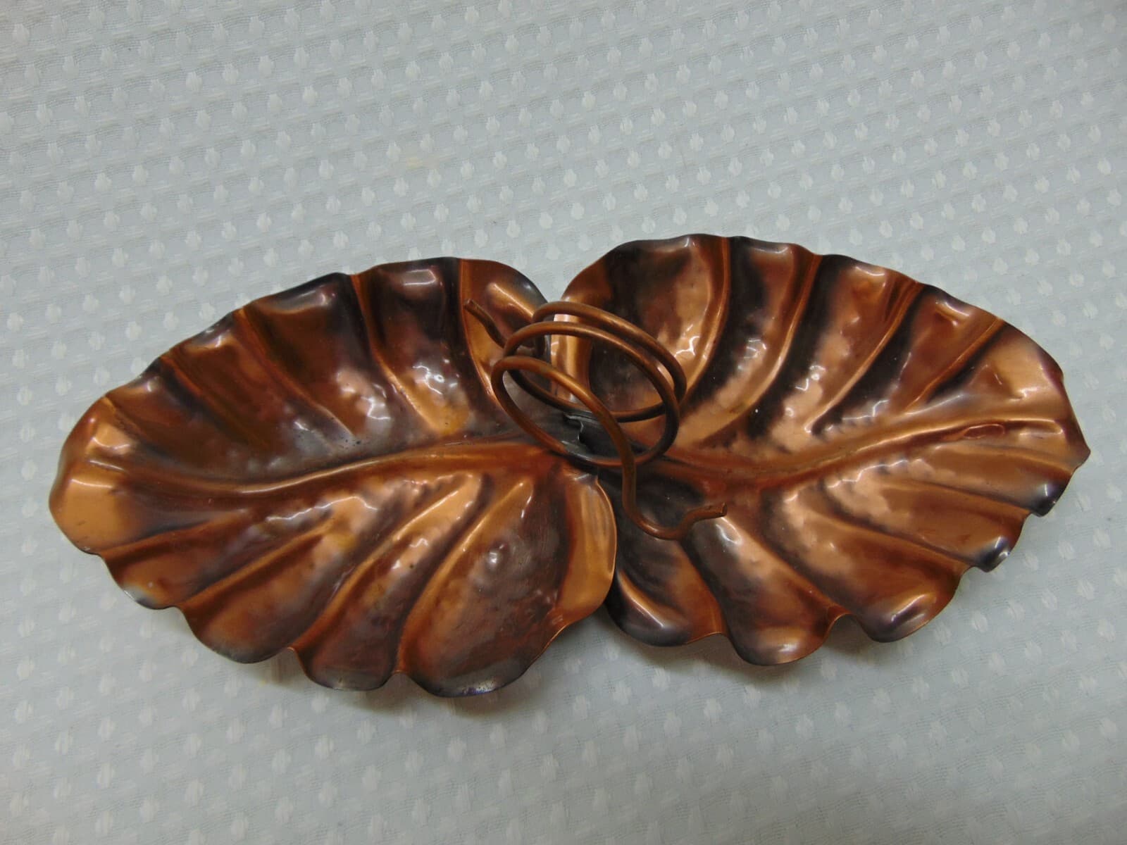 Gregorian Solid Copper Double Leaf Candy Nut Dish - Fall Decor Tray - Thumbnail 5