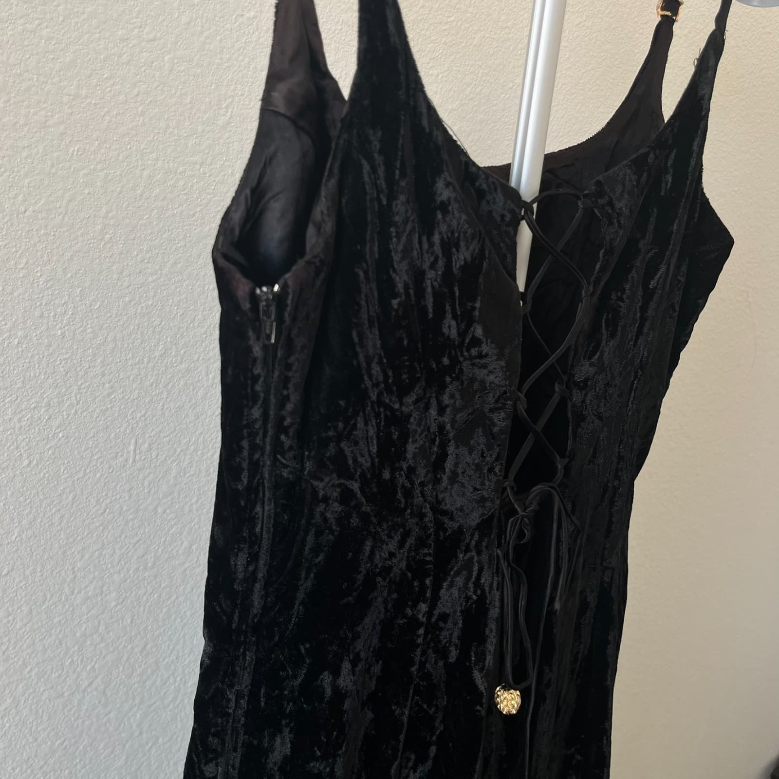 Vintage Scott Mcclintock Whimsigoth Maxi Dress Womens 10 Black Velvet Halloween - Thumbnail 5