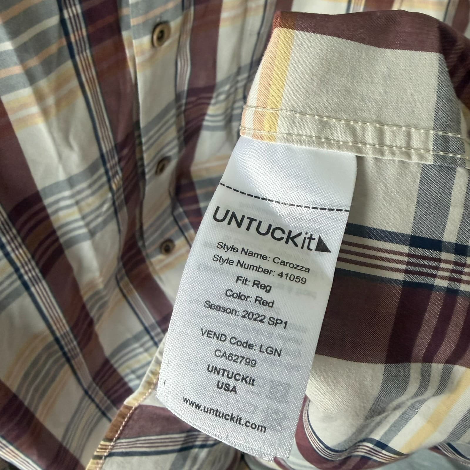 Untuckit Lot of 2 Shirts XXL Men’s Plaid & Gingham Button Down Stretch Carozza - Thumbnail 10