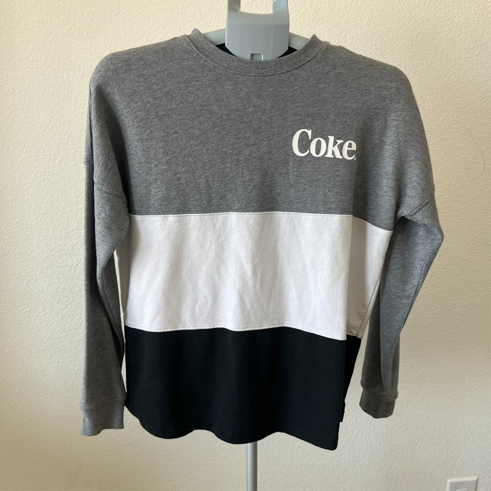 Coca-Cola Sweatshirt Men's Small Greyscale Logo Crew Pullover Monochrome Coke - Thumbnail 2