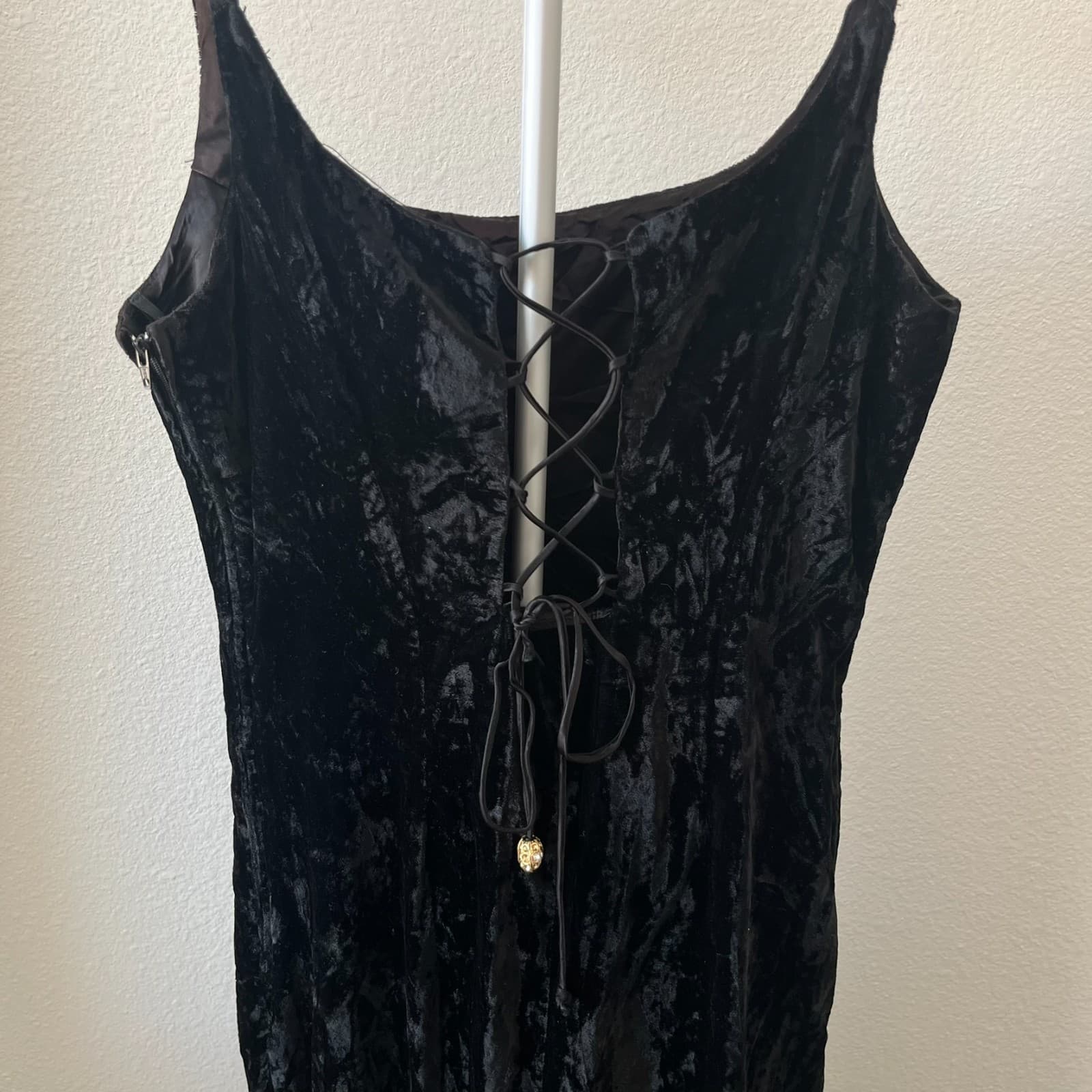 Vintage Scott Mcclintock Whimsigoth Maxi Dress Womens 10 Black Velvet Halloween - Thumbnail 4